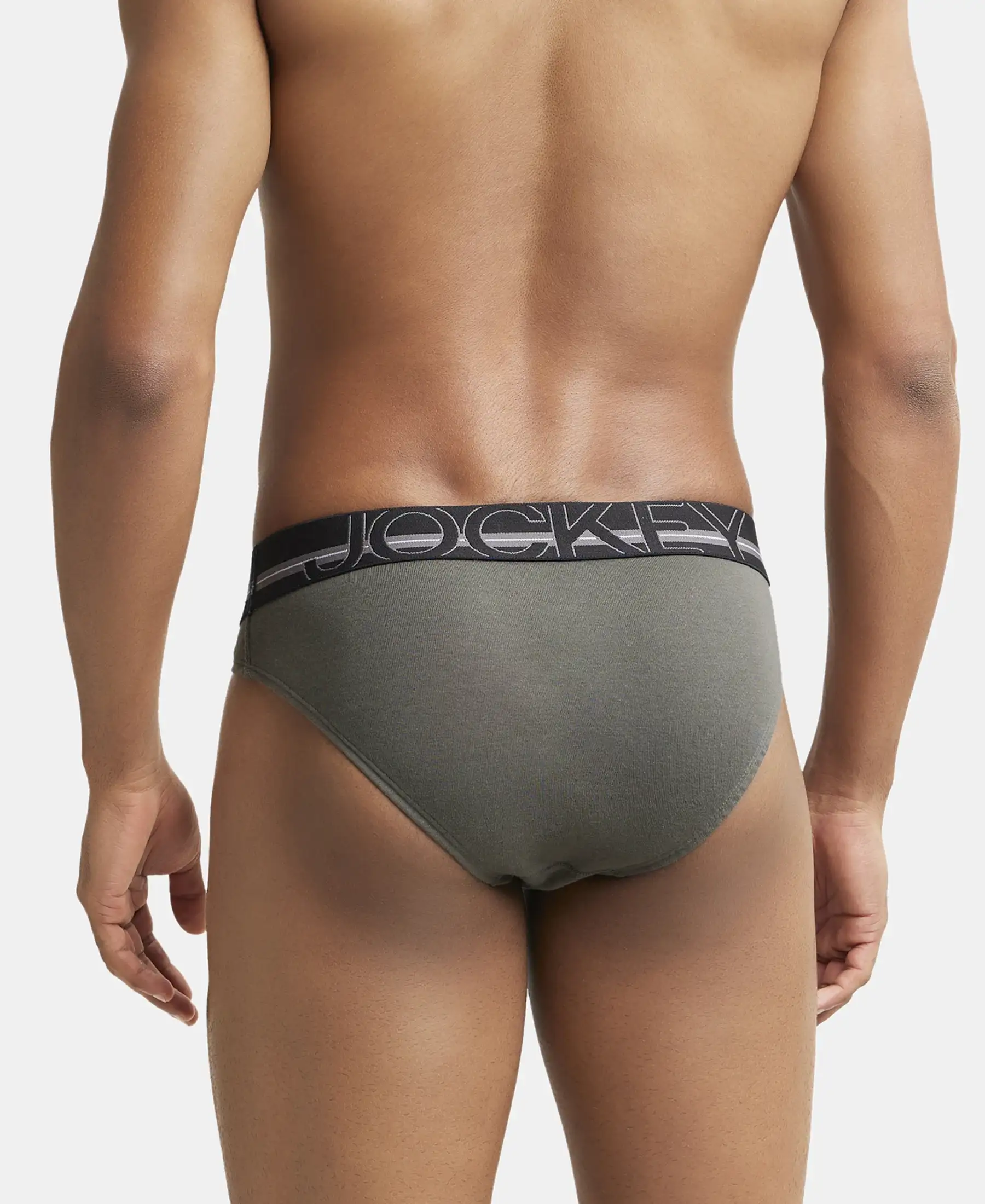 Super Combed Cotton Rib Solid Brief with Ultrasoft Waistband - Deep Olive - Image 3