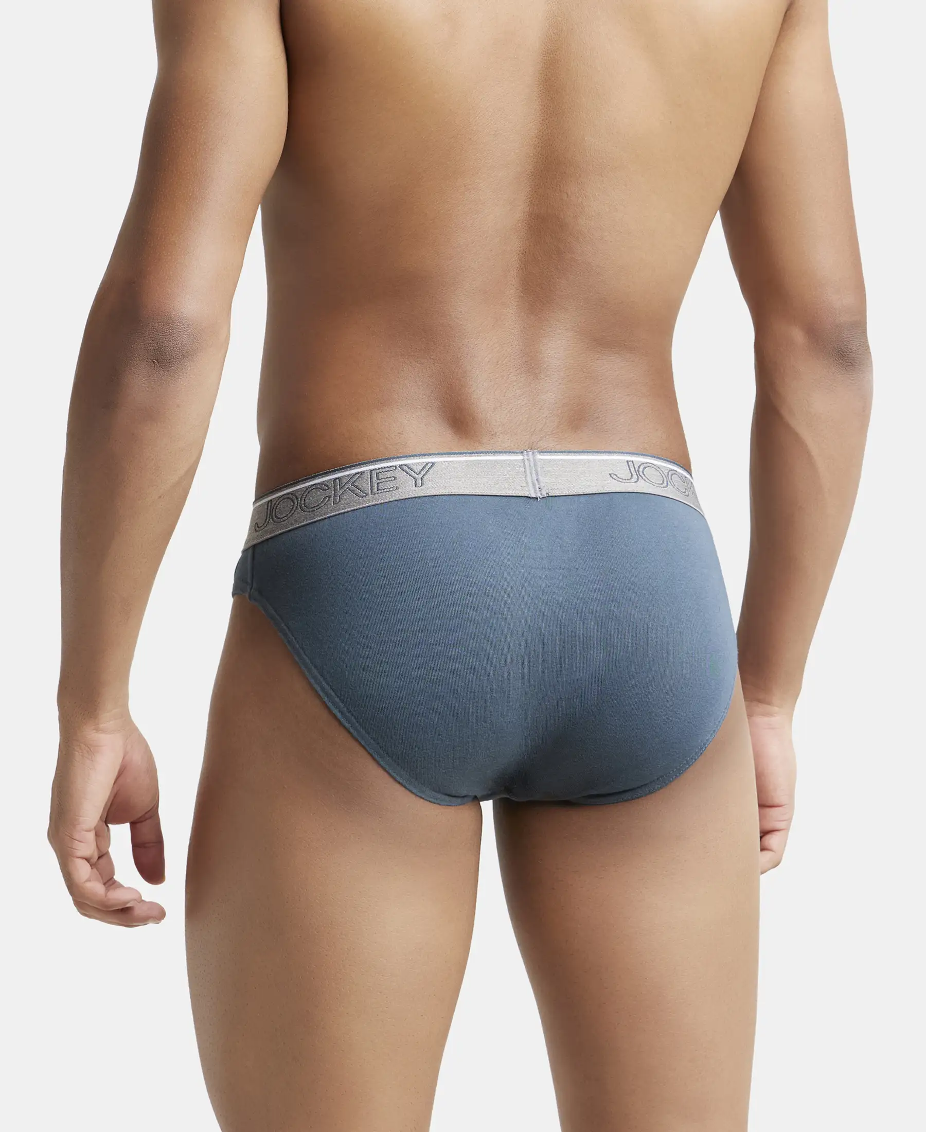Super Combed Cotton Rib Solid Brief with Ultrasoft Waistband - Deep Slate - Image 3