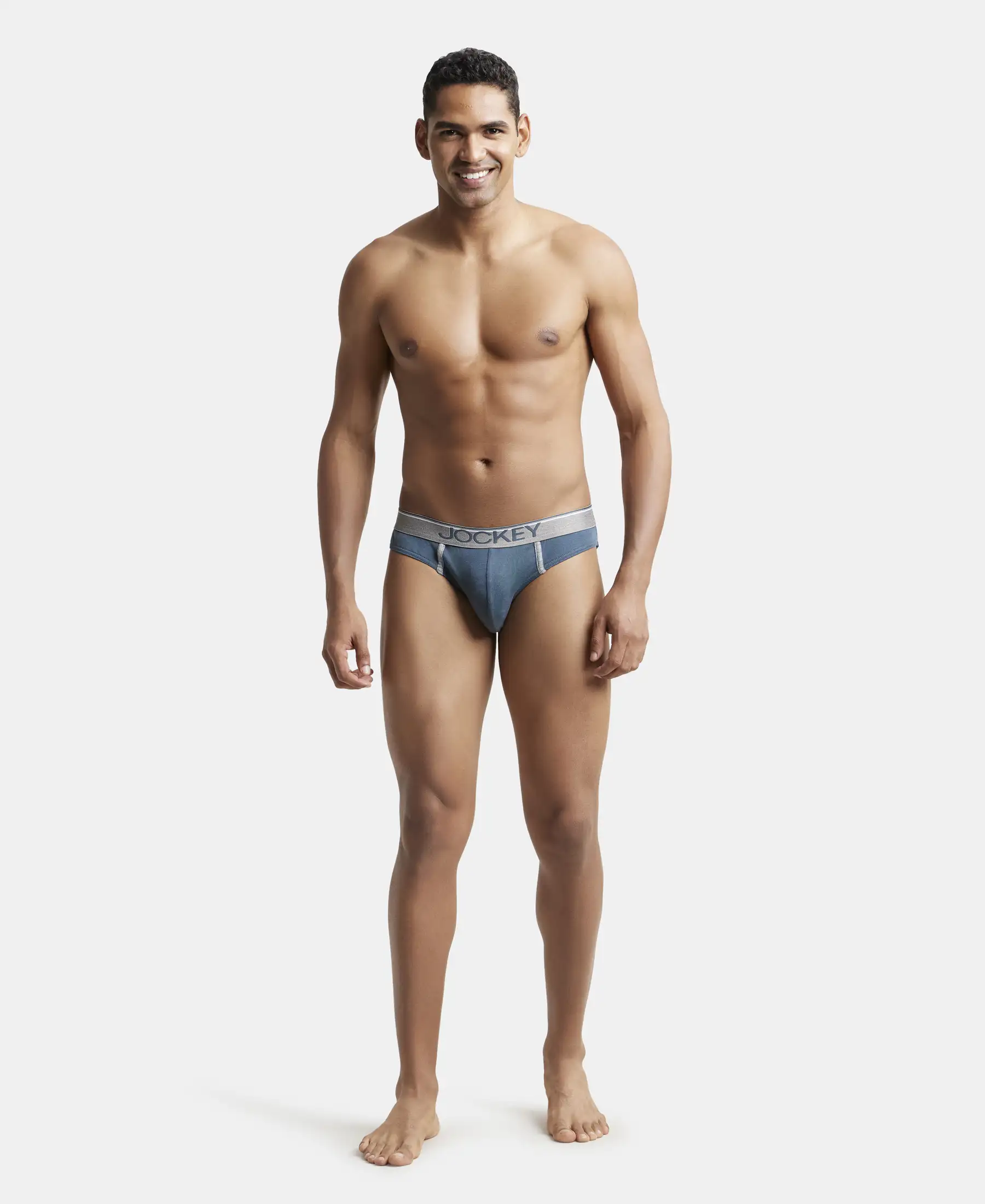 Super Combed Cotton Rib Solid Brief with Ultrasoft Waistband - Deep Slate - Image 4