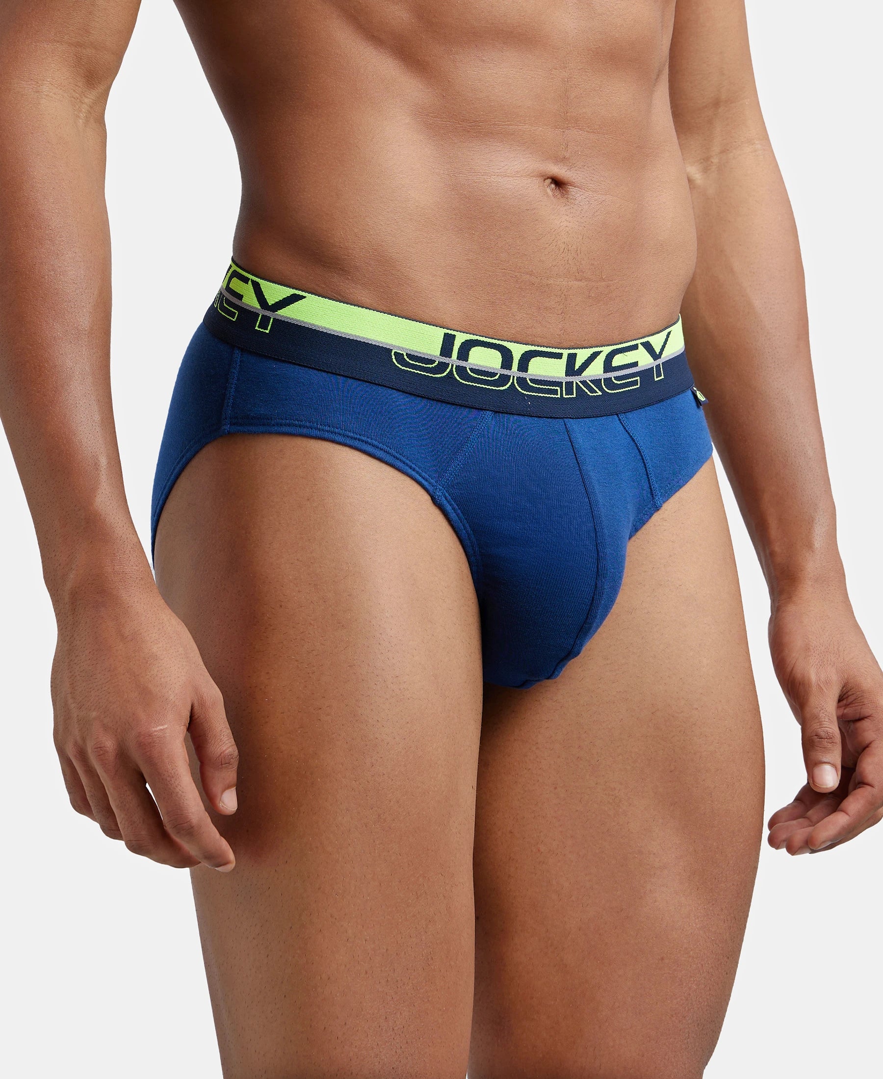 Super Combed Cotton Rib Solid Brief with Ultrasoft Waistband - Estate Blue - Image 2