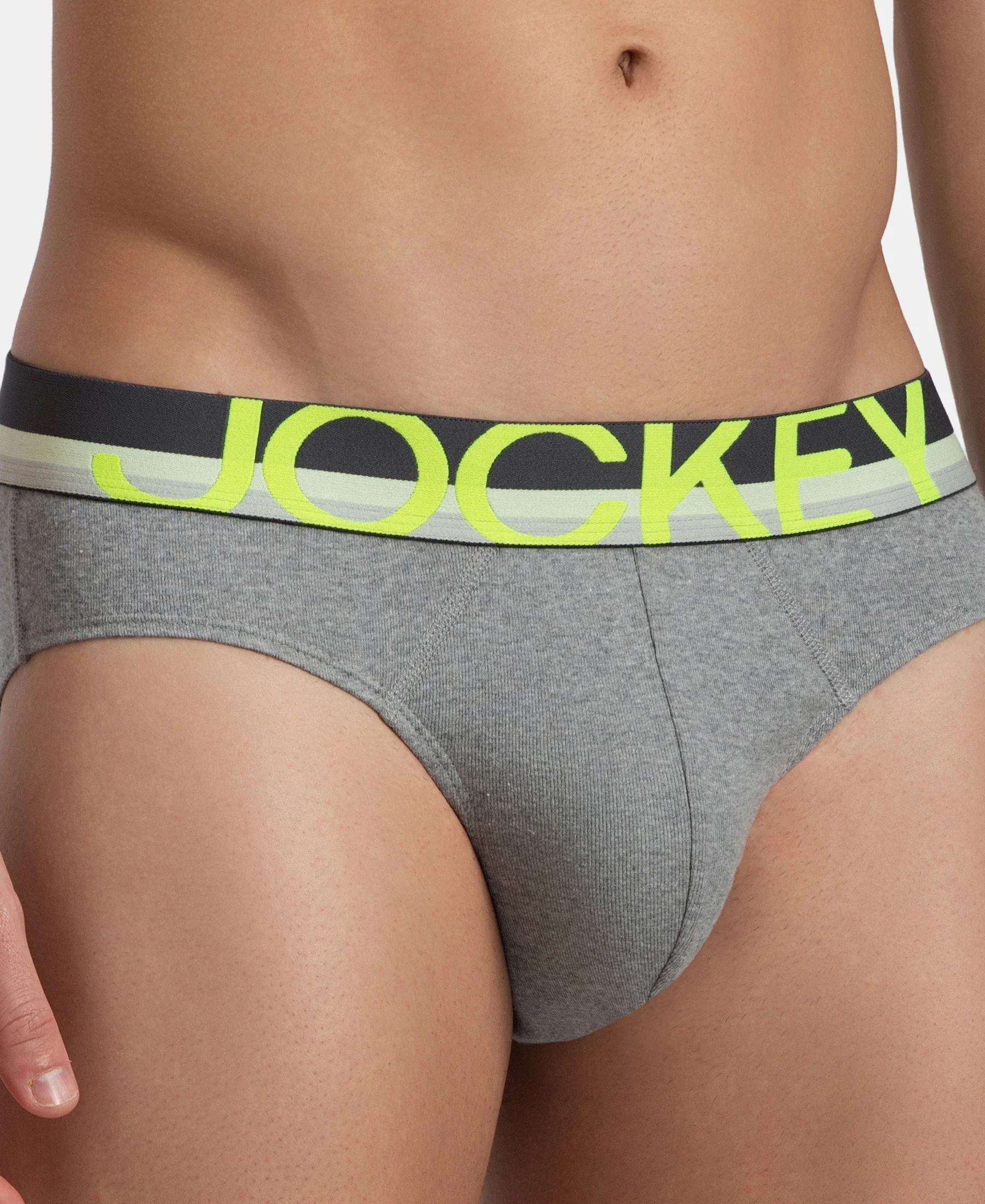 Super Combed Cotton Rib Solid Brief with Ultrasoft Waistband - Grey - Image 6