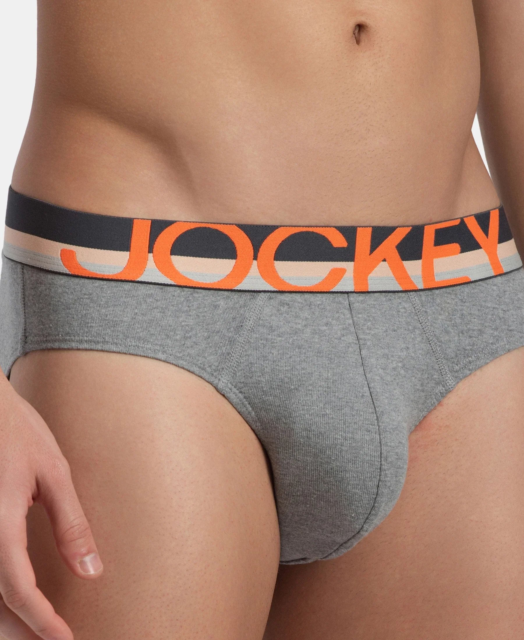 Super Combed Cotton Rib Solid Brief with Ultrasoft Waistband - Grey (Pack of 2) - Image 13