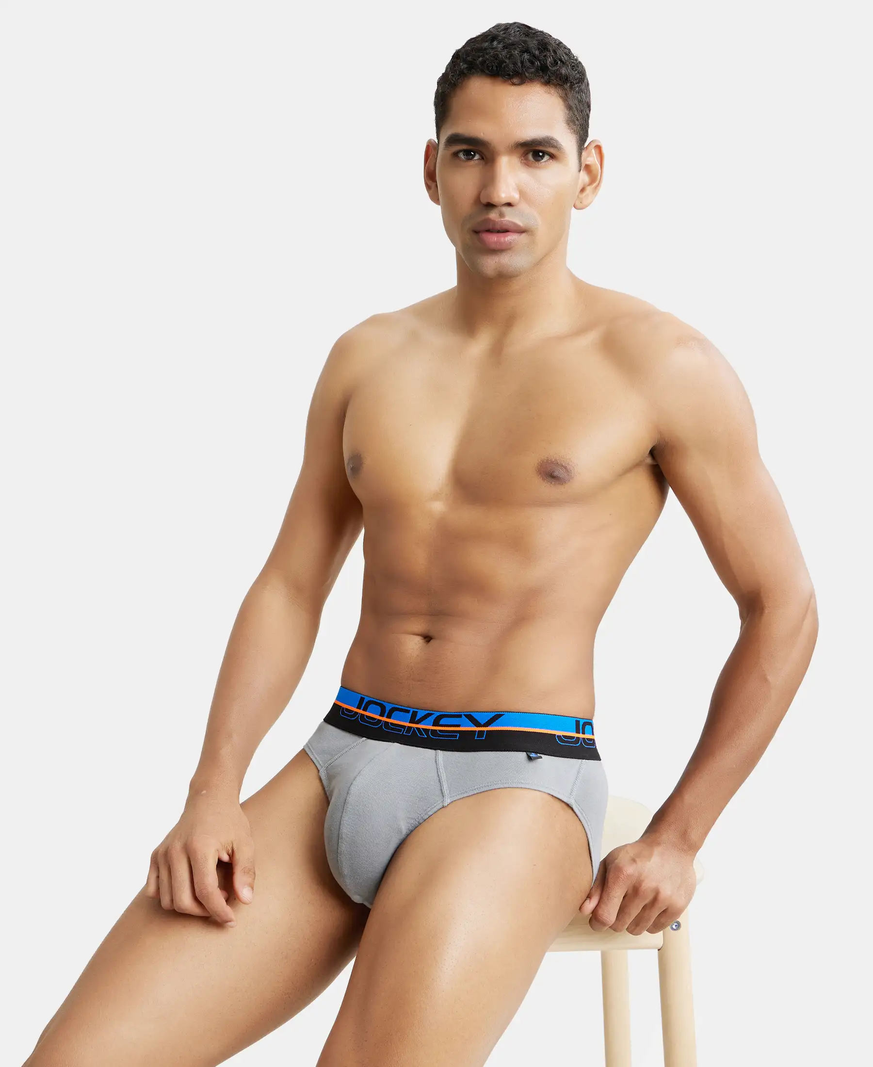 Super Combed Cotton Rib Solid Brief with Ultrasoft Waistband  - Monument - Image 6
