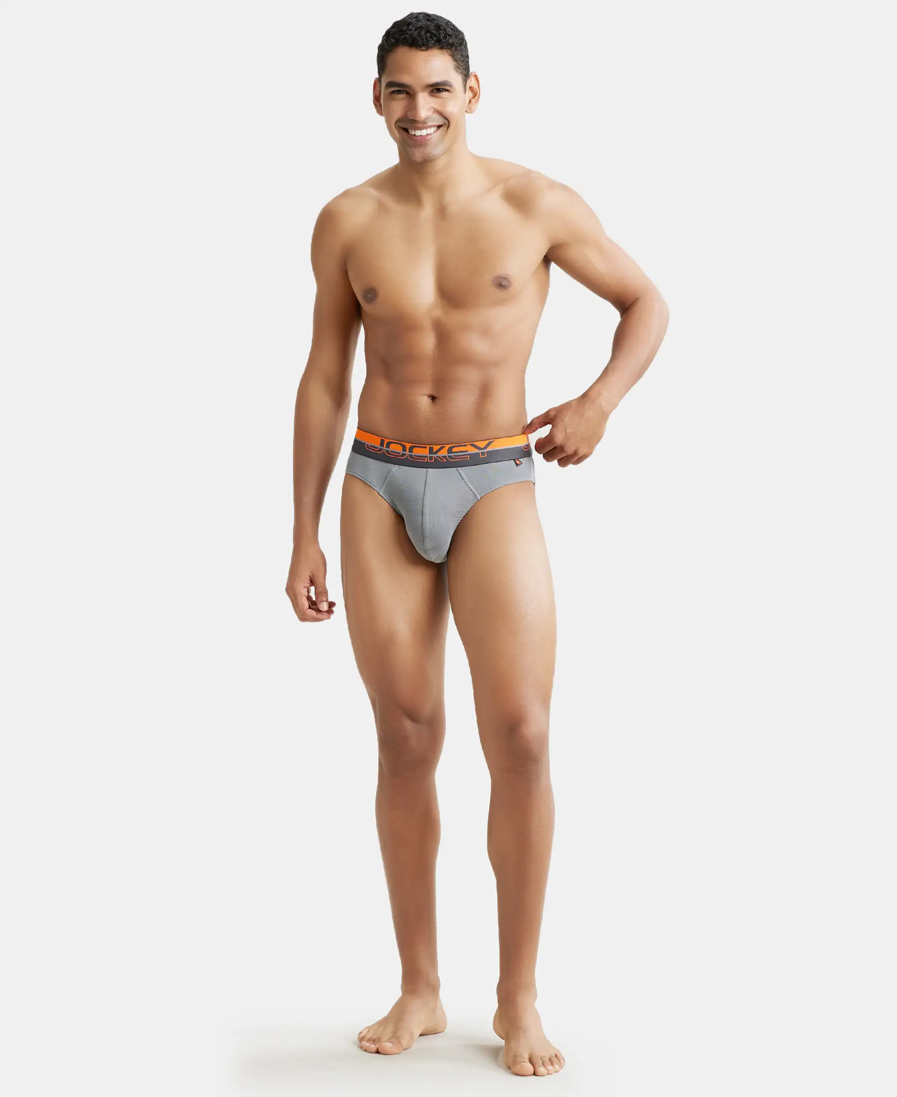 Super Combed Cotton Rib Solid Brief with Ultrasoft Waistband - Monument (Pack of 2) - Image 13