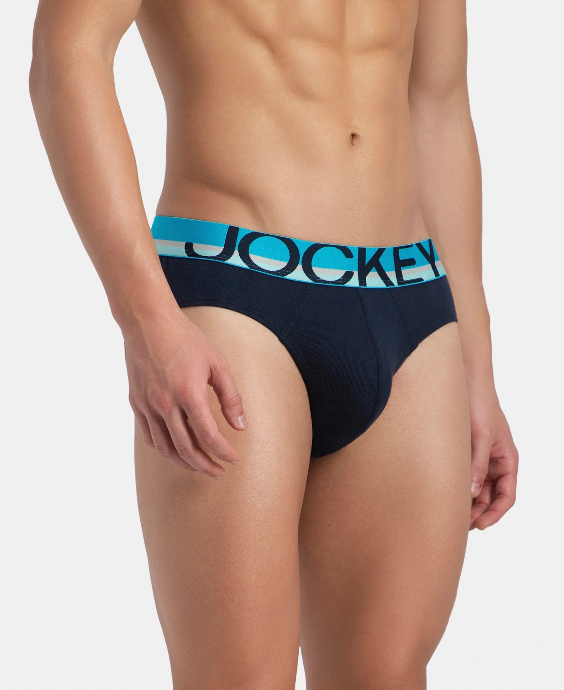 Super Combed Cotton Rib Solid Brief with Ultrasoft Waistband - Navy (Pack of 2) - Image 4