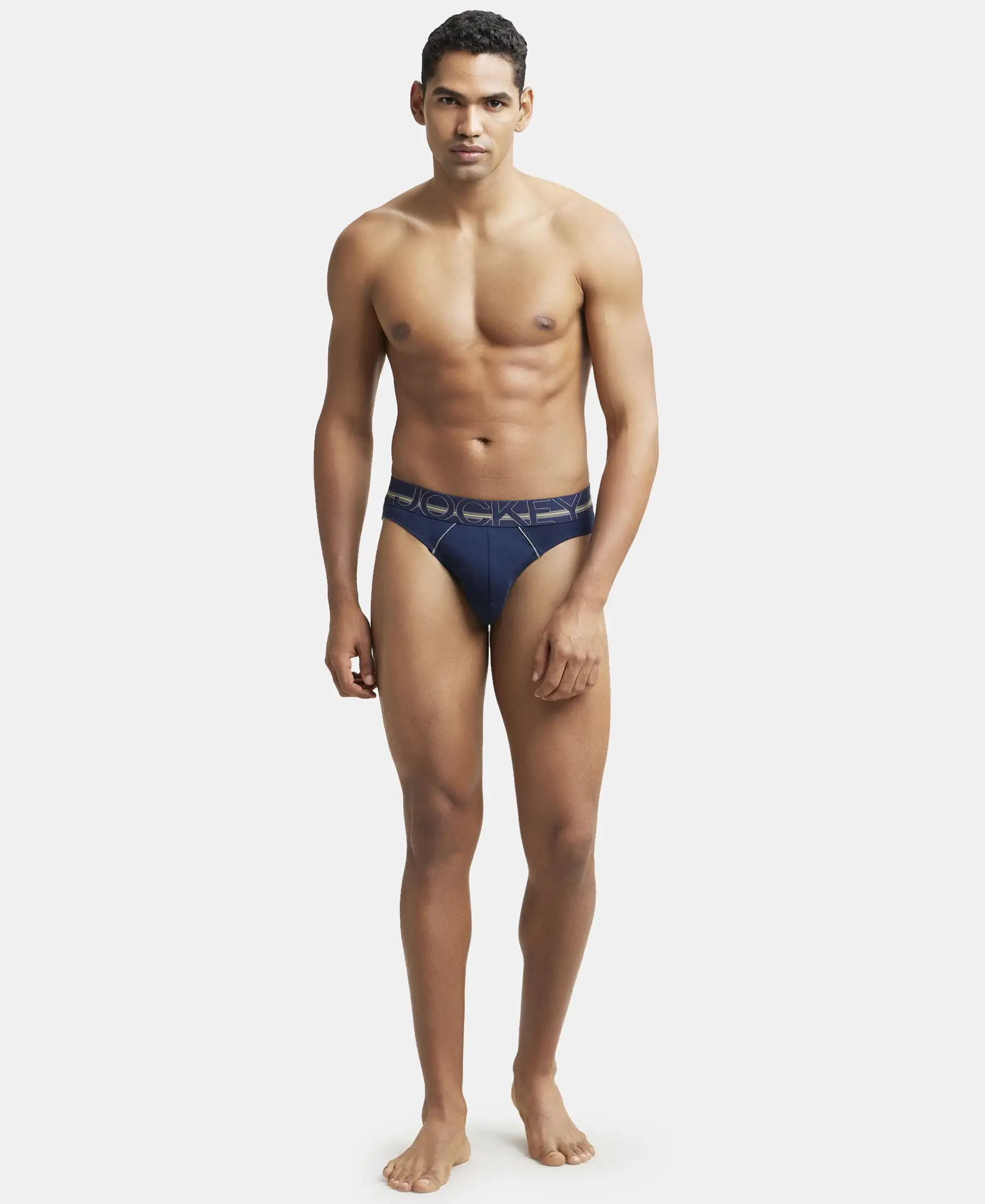 Super Combed Cotton Rib Solid Brief with Ultrasoft Waistband - Navy (Pack of 2) - Image 4