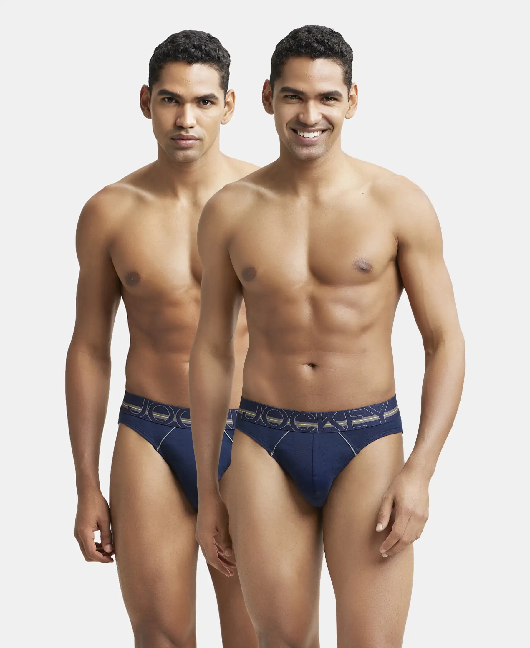 Super Combed Cotton Rib Solid Brief with Ultrasoft Waistband - Navy (Pack of 2) - Image 5