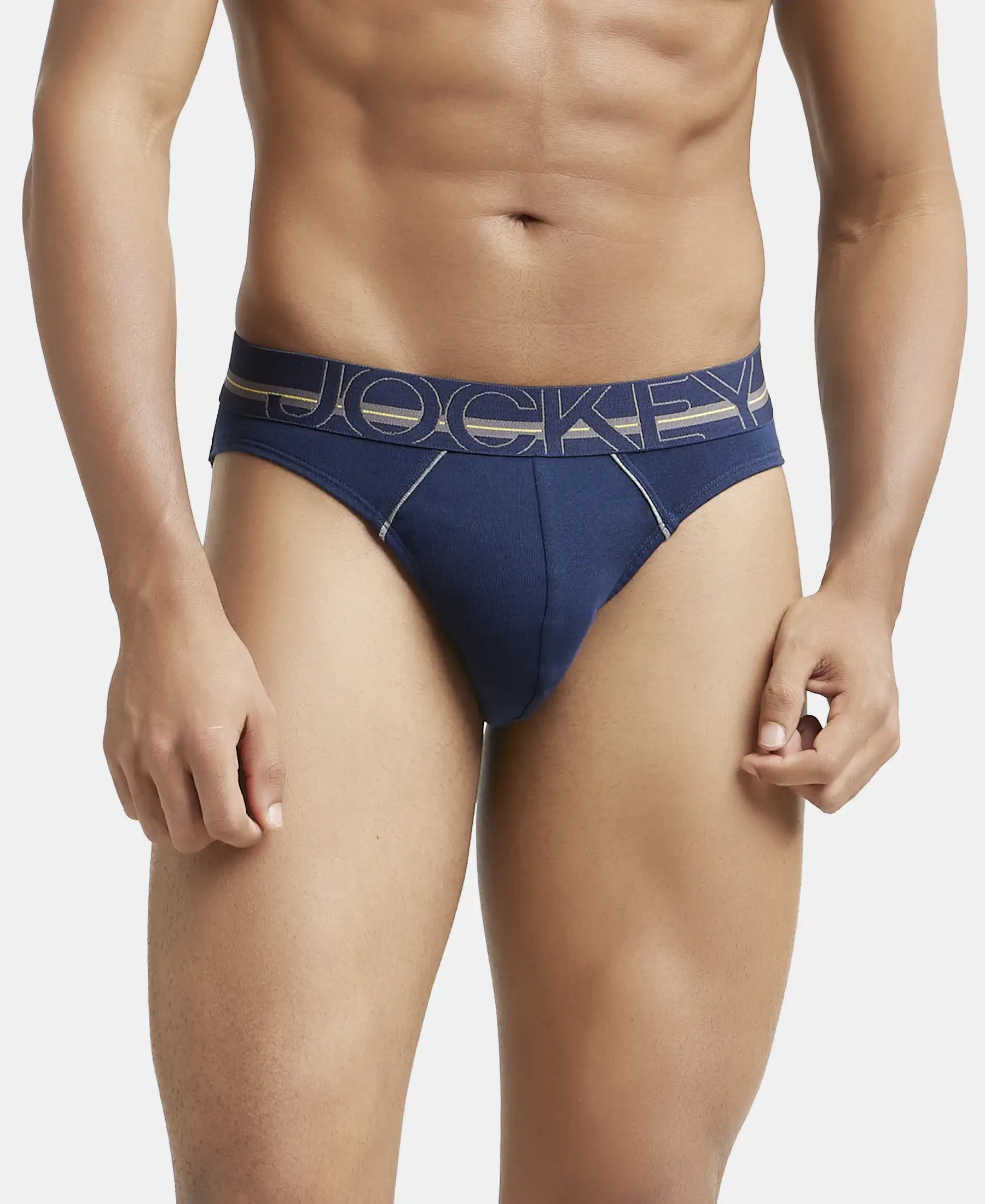 Super Combed Cotton Rib Solid Brief with Ultrasoft Waistband - Navy (Pack of 2) - Image 7
