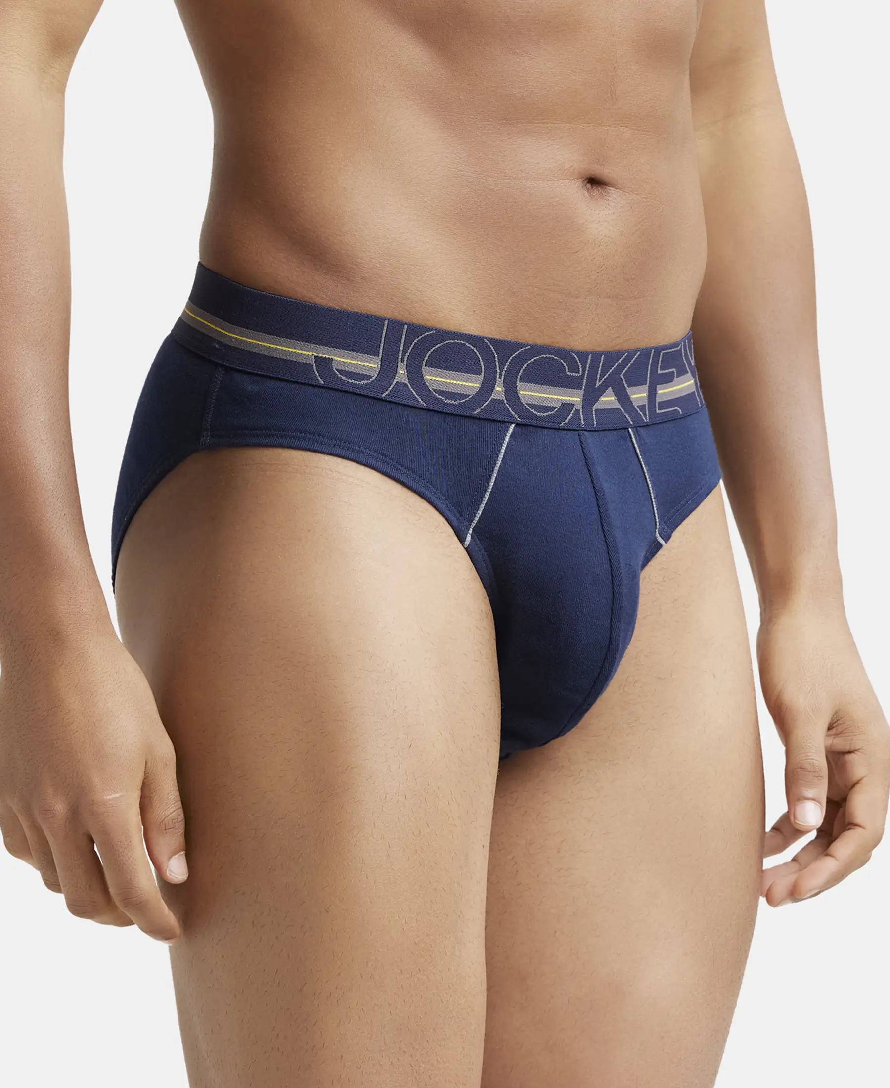 Super Combed Cotton Rib Solid Brief with Ultrasoft Waistband - Navy - Image 2
