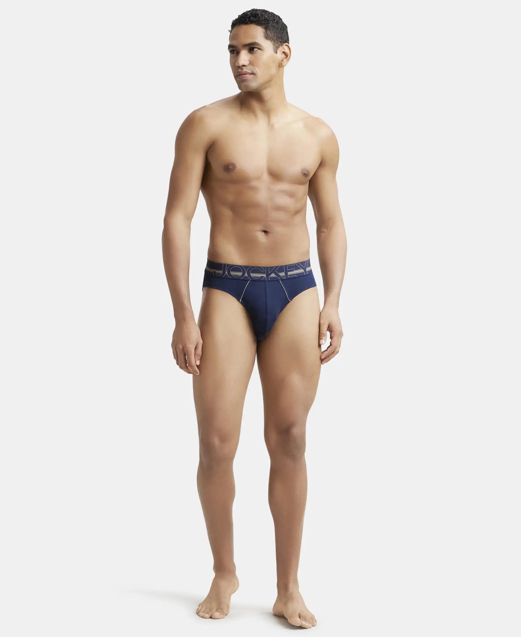 Super Combed Cotton Rib Solid Brief with Ultrasoft Waistband - Navy - Image 4
