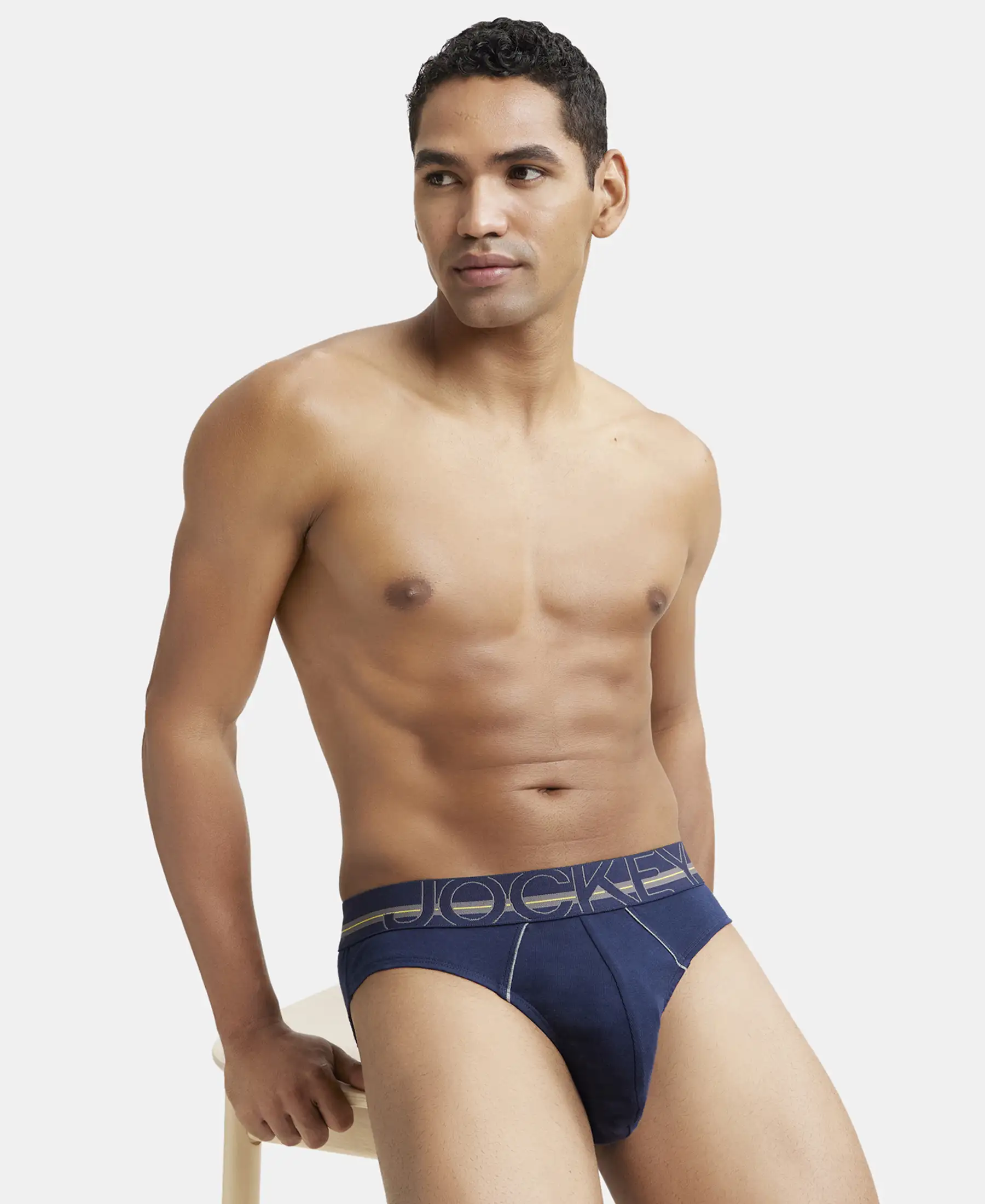 Super Combed Cotton Rib Solid Brief with Ultrasoft Waistband - Navy - Image 5