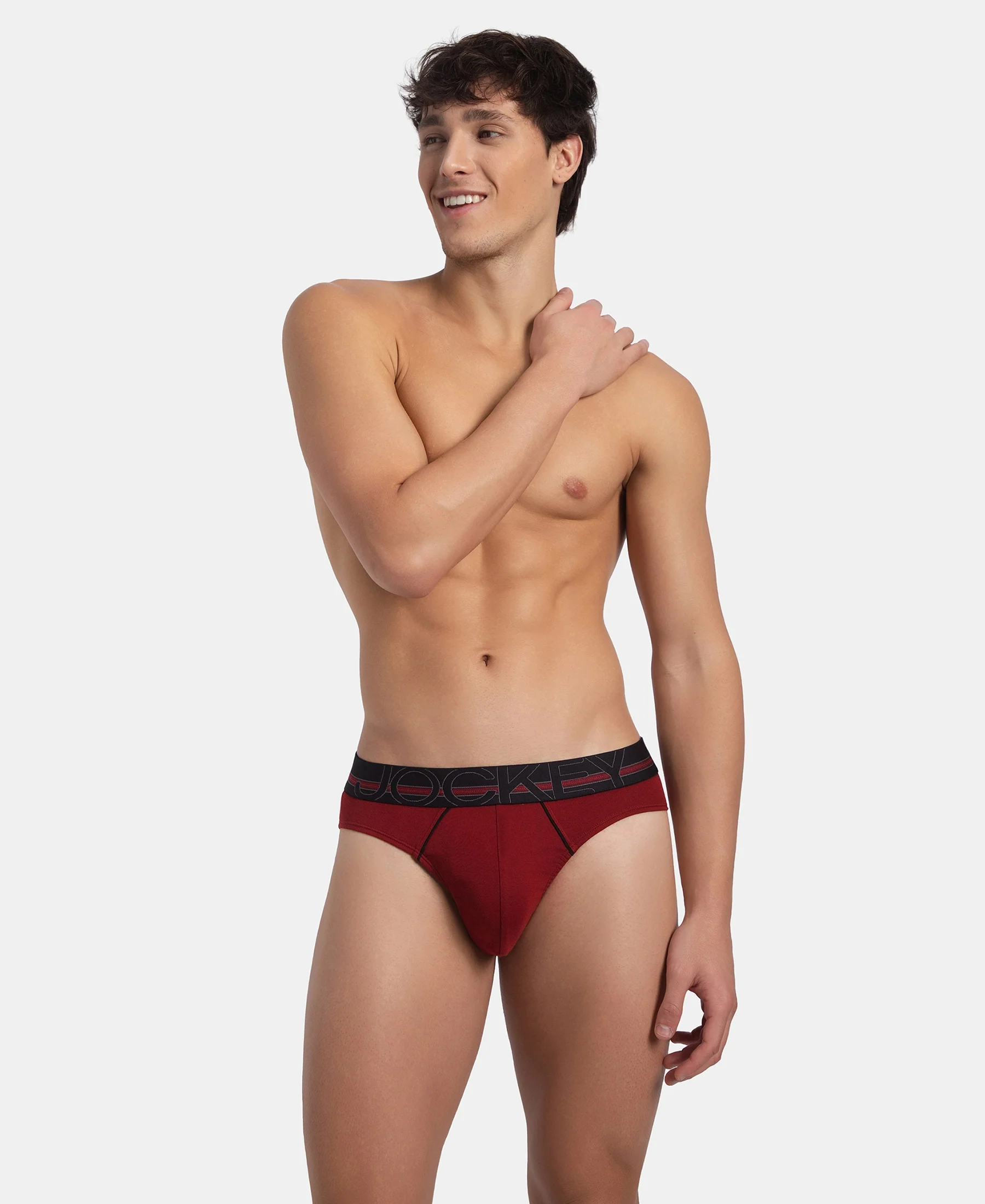 Super Combed Cotton Rib Solid Brief with Ultrasoft Waistband - Sundried Tomato (Pack of 2) - Image 7