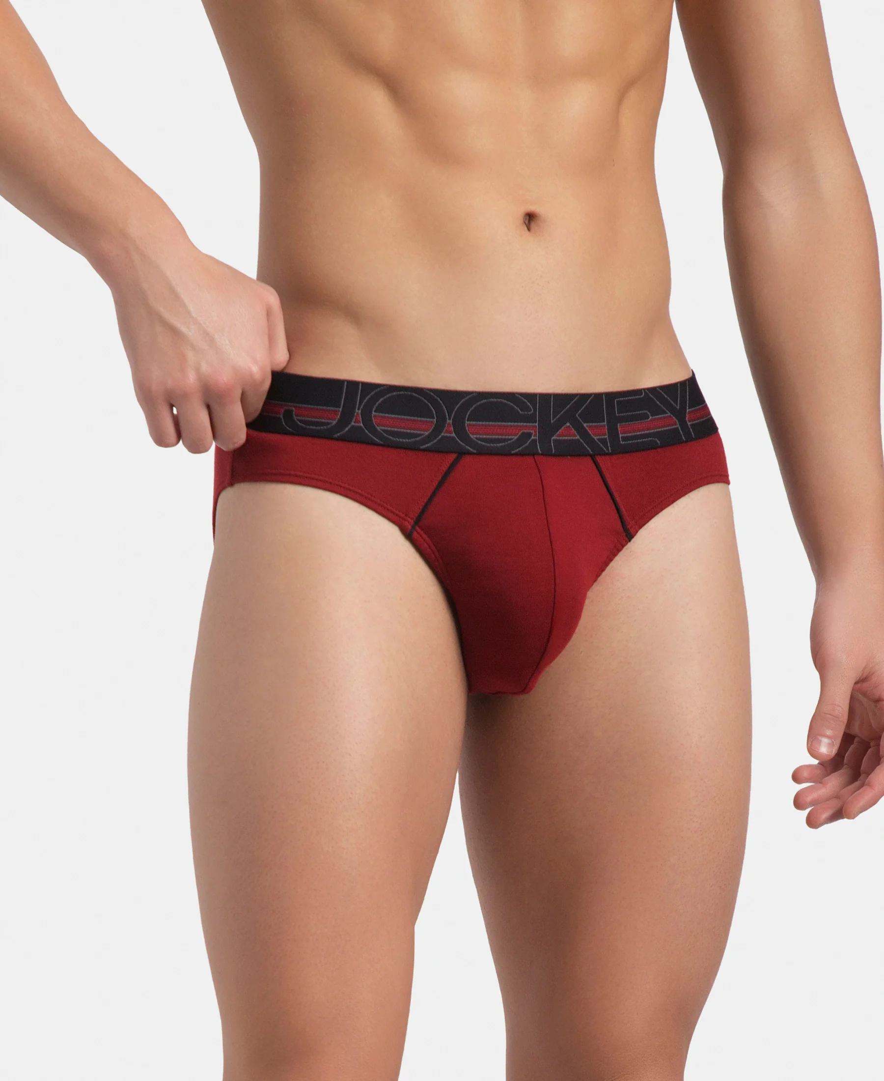 Super Combed Cotton Rib Solid Brief with Ultrasoft Waistband - Sundried Tomato - Image 2