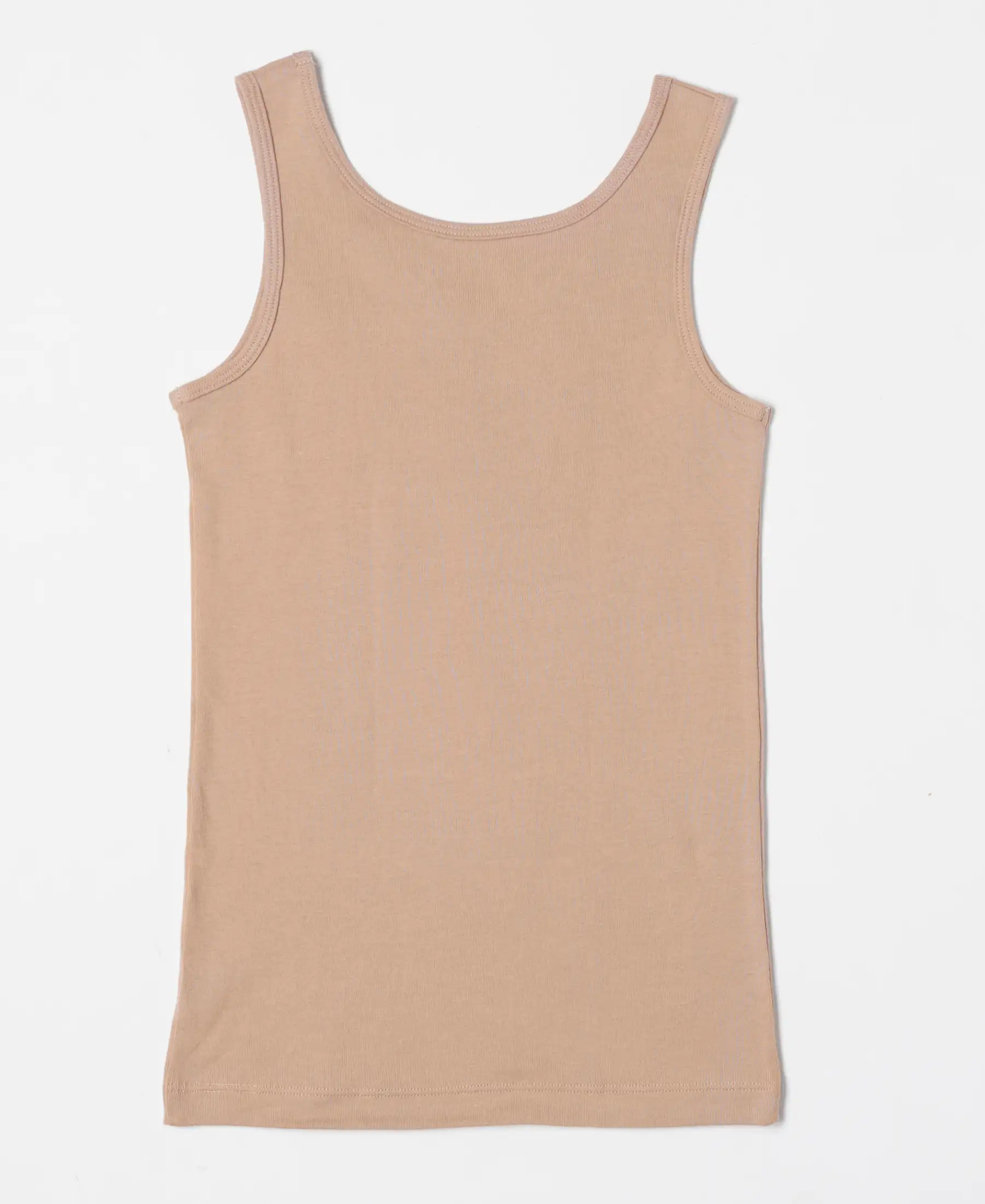 Girl's Super Combed Cotton Rib Solid Inner Tank Top - Skin (Pack of 2) - Image 3