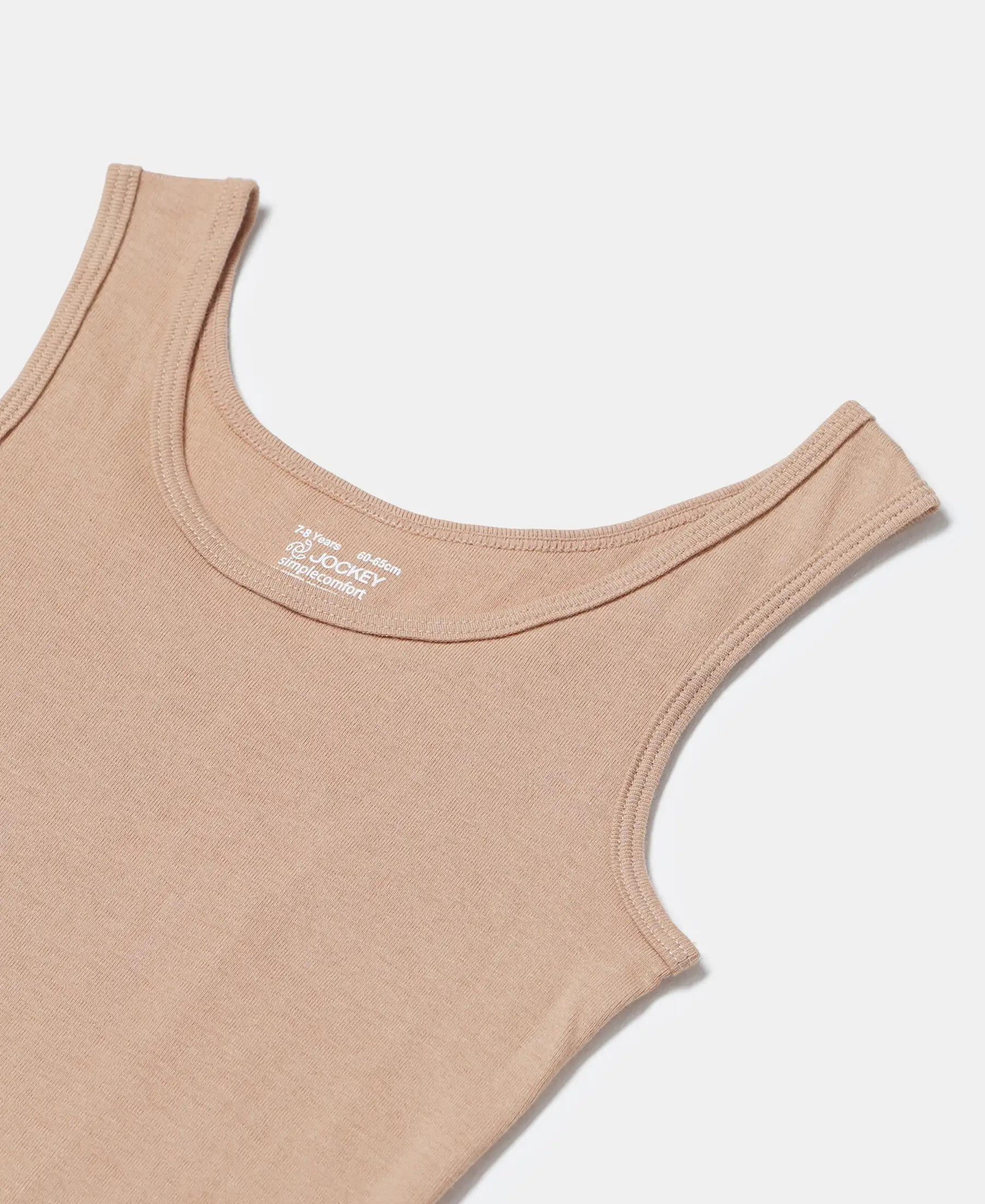 Girl's Super Combed Cotton Rib Solid Inner Tank Top - Skin - Image 3