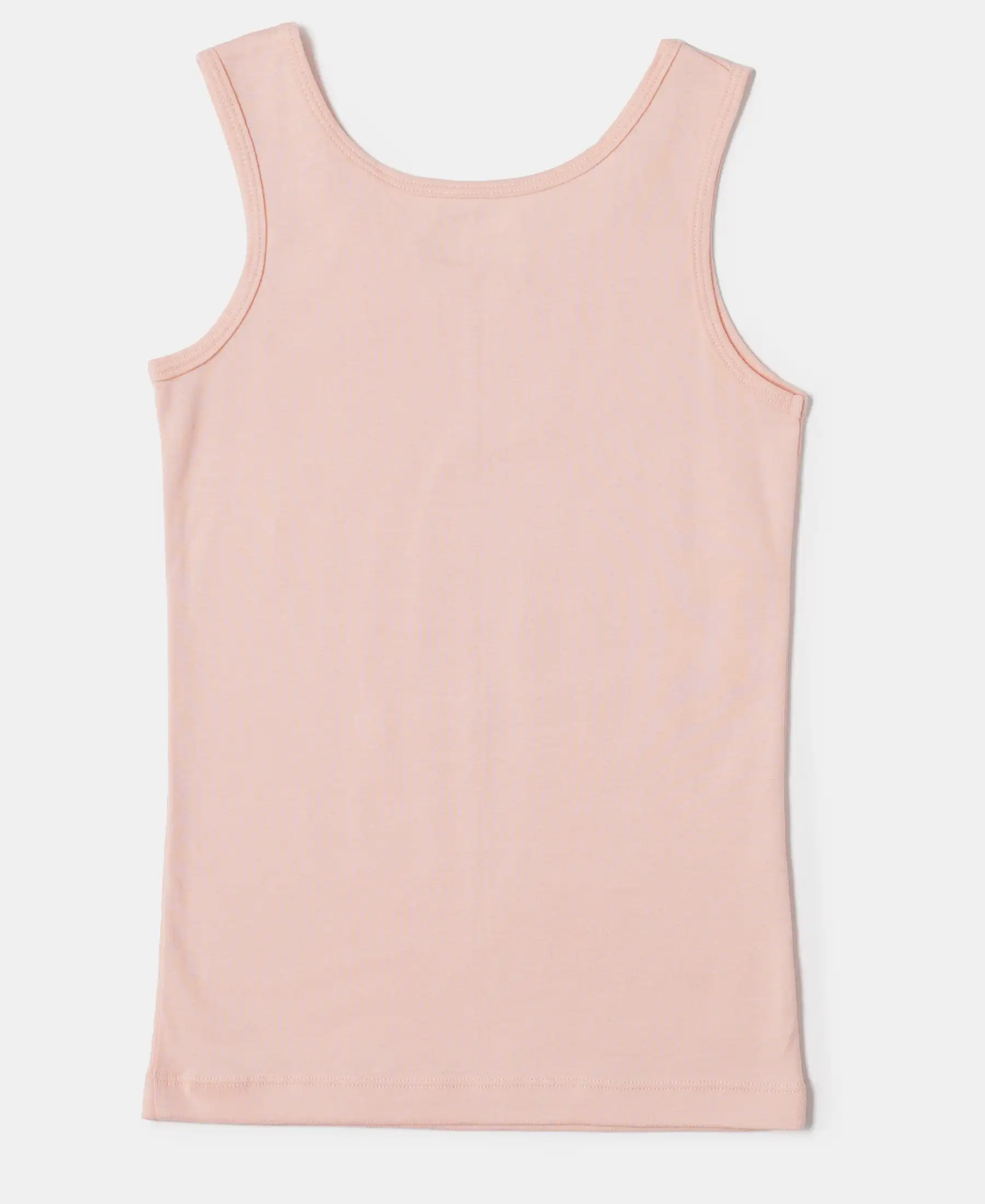 Girl's Super Combed Cotton Rib Solid Inner Tank Top - Tropical Peach - Image 2