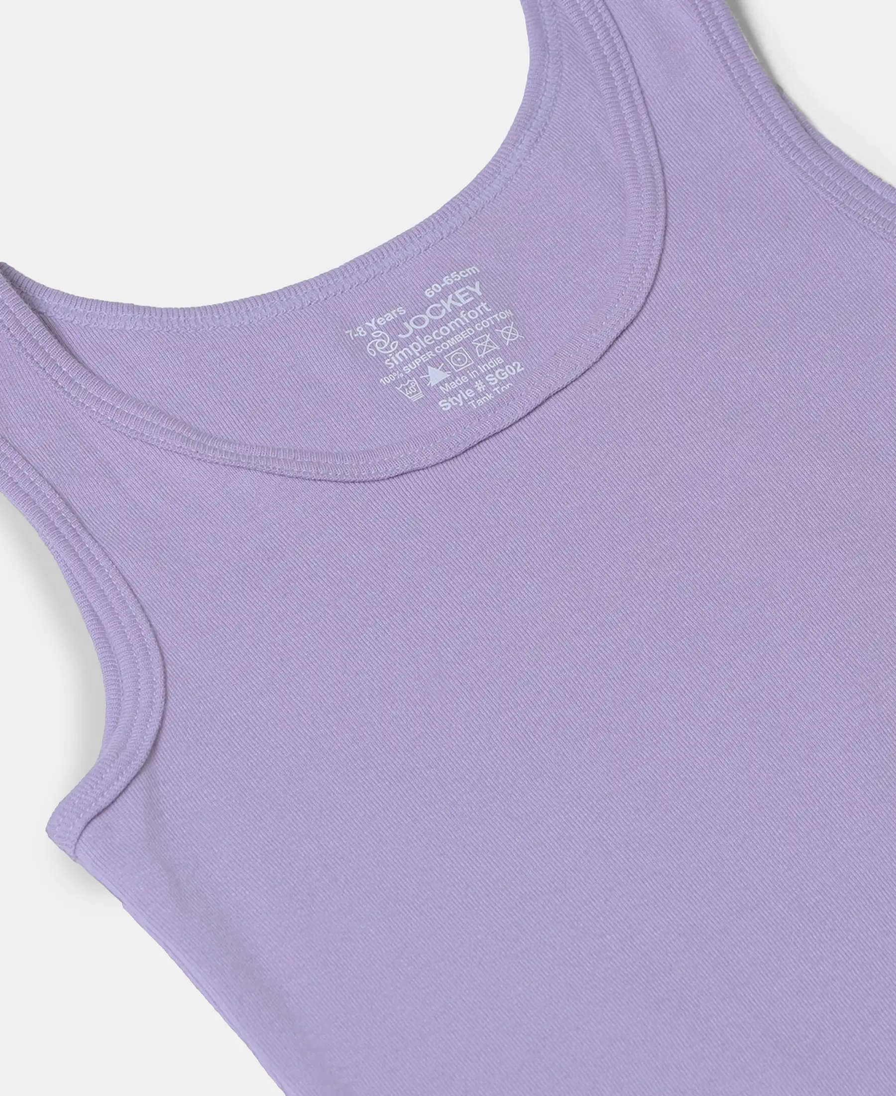 Girl's Super Combed Cotton Rib Solid Inner Tank Top - Violet Tulip - Image 3