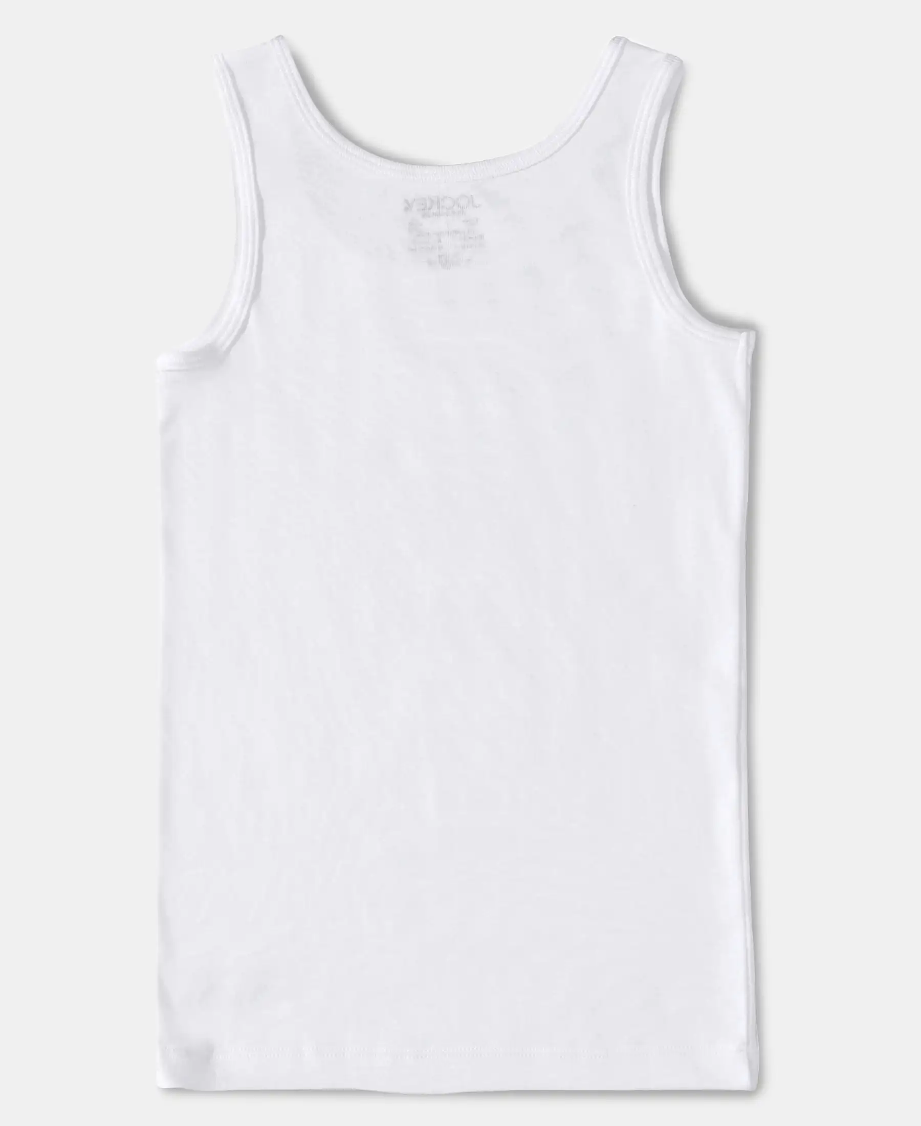 Girl's Super Combed Cotton Rib Solid Inner Tank Top - White - Image 2