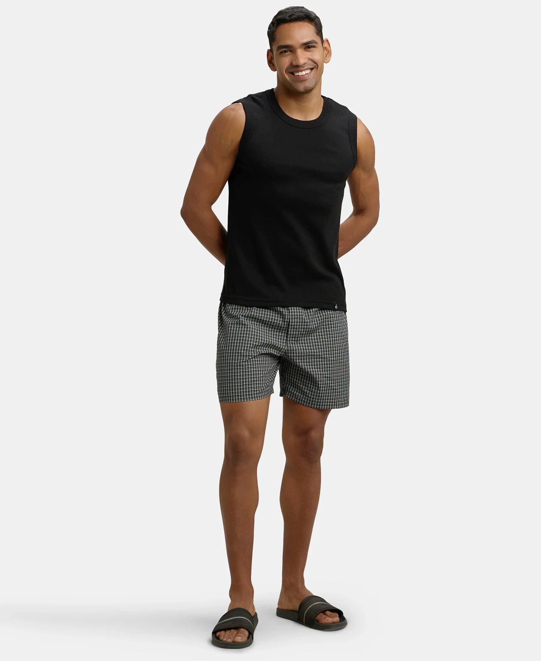 Super Combed Cotton Rib Solid Round Neck Muscle Vest - Black & White (Pack of 2) - Image 8