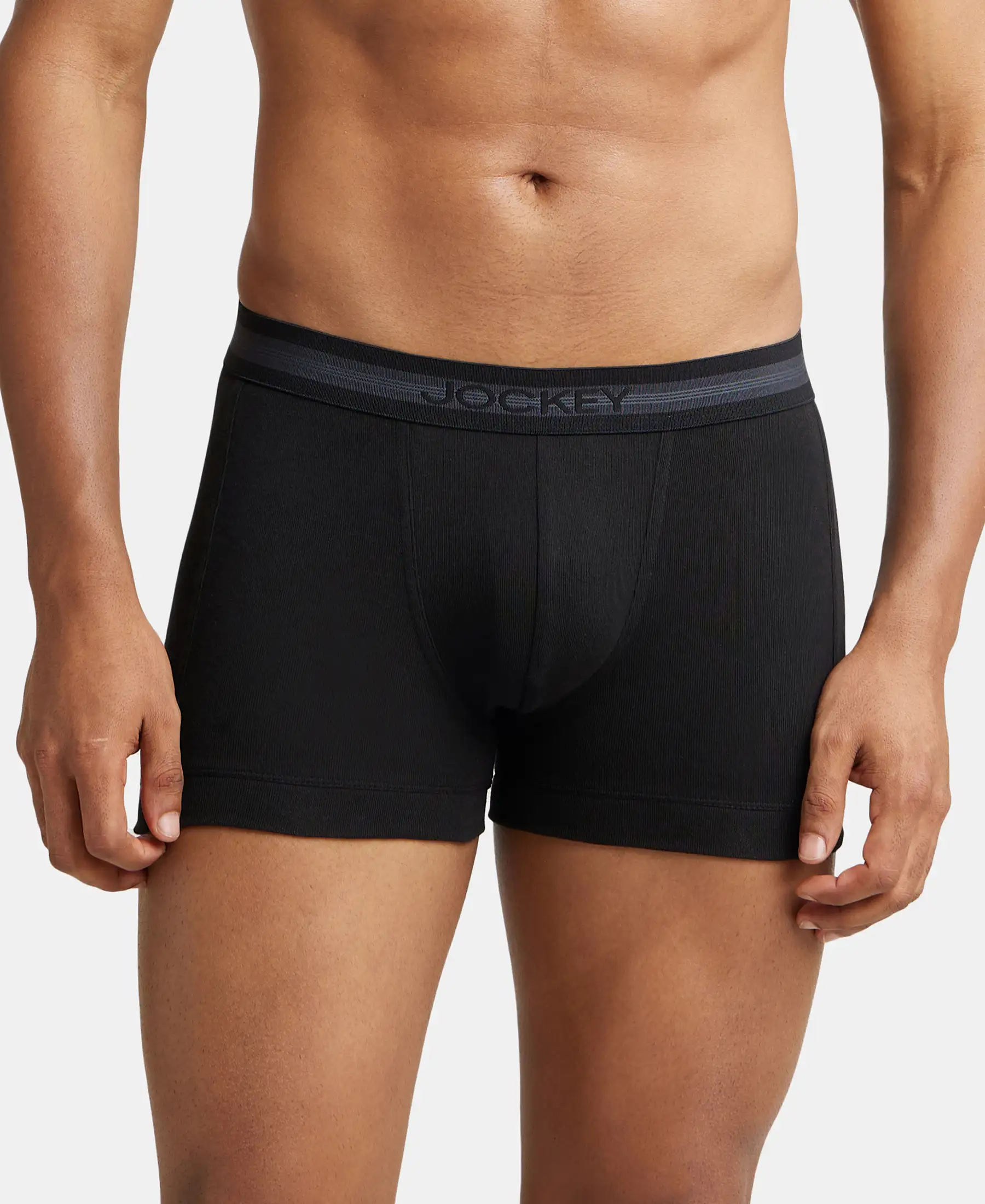 Super Combed Cotton Rib Solid Trunk with StayFresh Treatment - Black