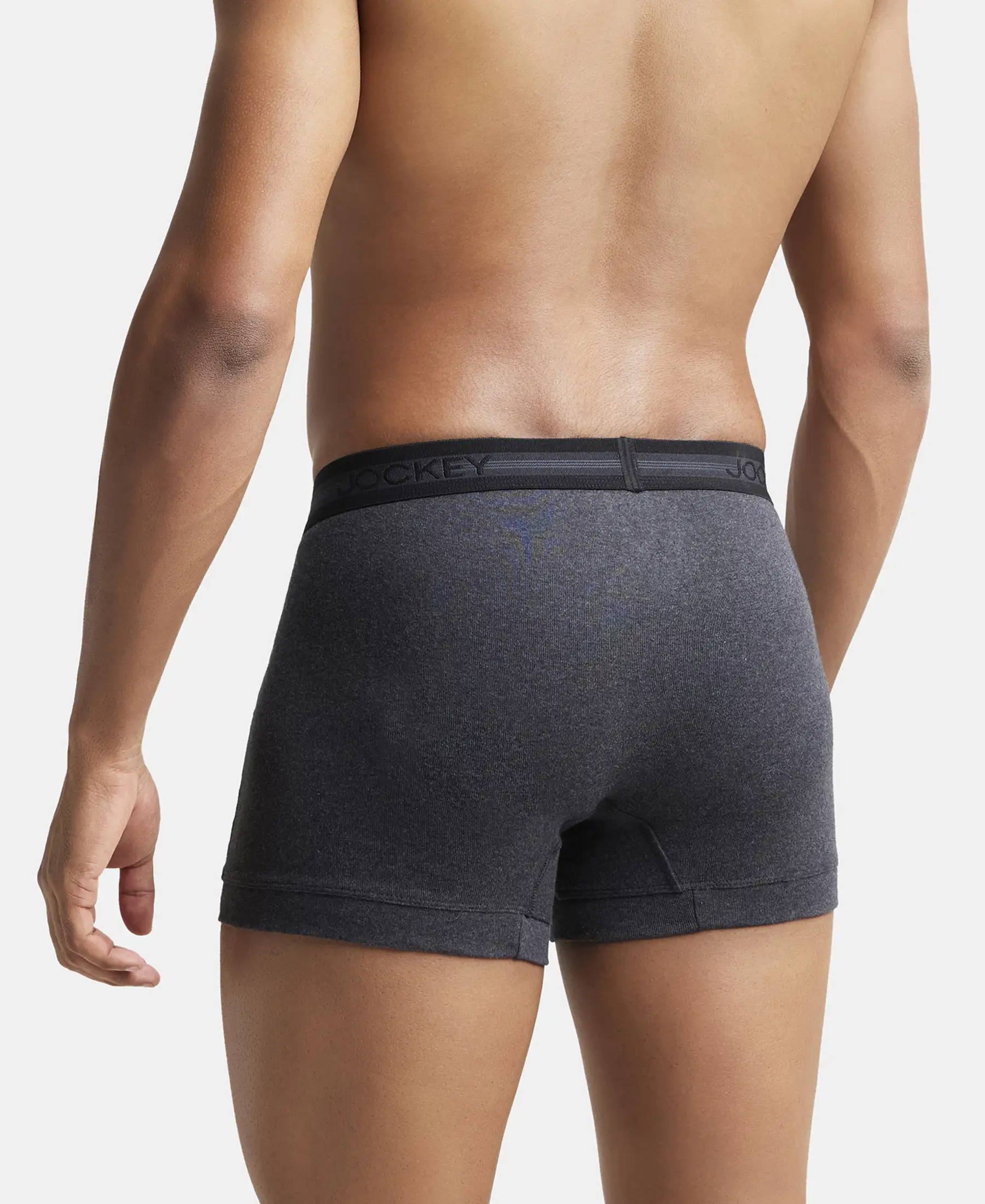 Super Combed Cotton Rib Solid Trunk with StayFresh Treatment - Black Melange (Pack of 2) - Image 4