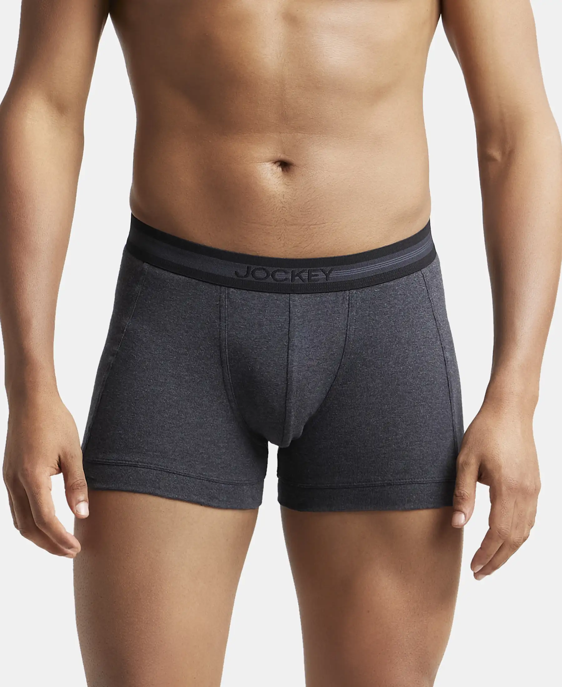Super Combed Cotton Rib Solid Trunk with StayFresh Treatment - Black Melange (Pack of 2) - Image 7