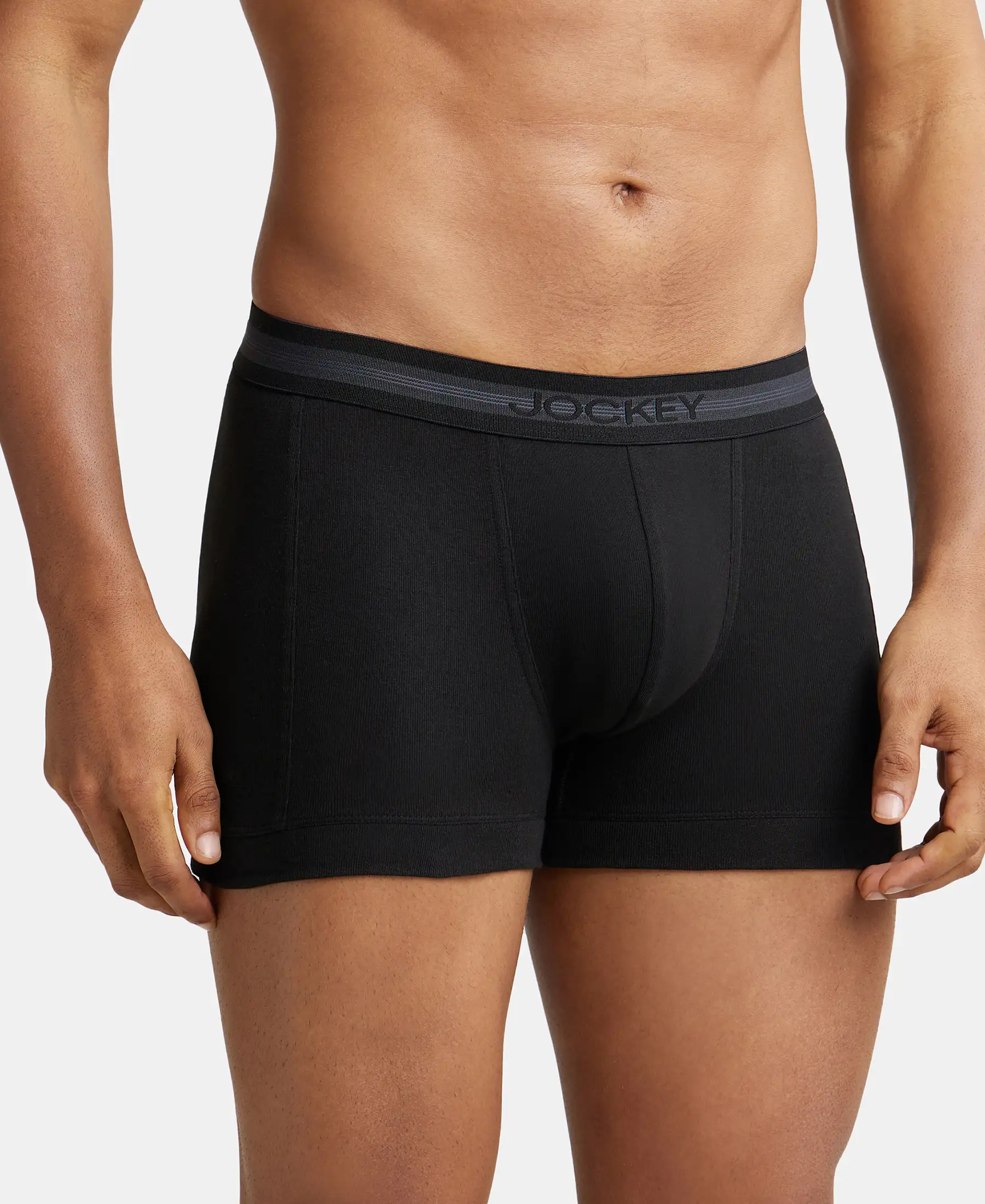 Super Combed Cotton Rib Solid Trunk with StayFresh Treatment - Black (Pack of 2) - Image 2