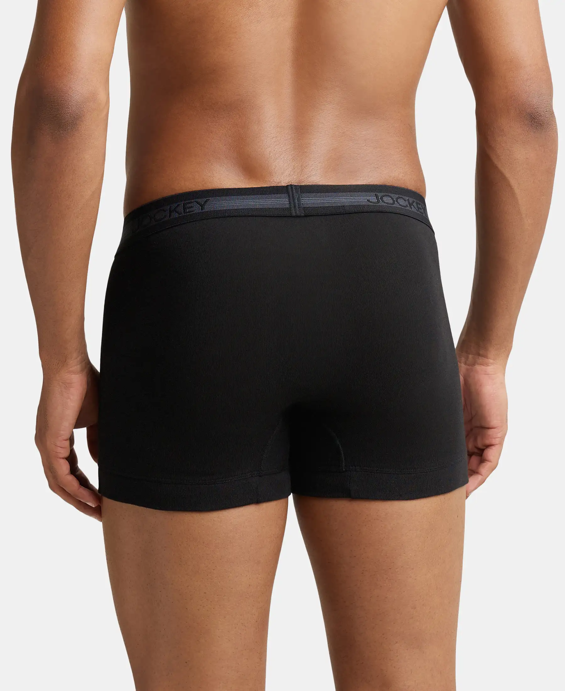 Super Combed Cotton Rib Solid Trunk with StayFresh Treatment - Black (Pack of 2) - Image 3