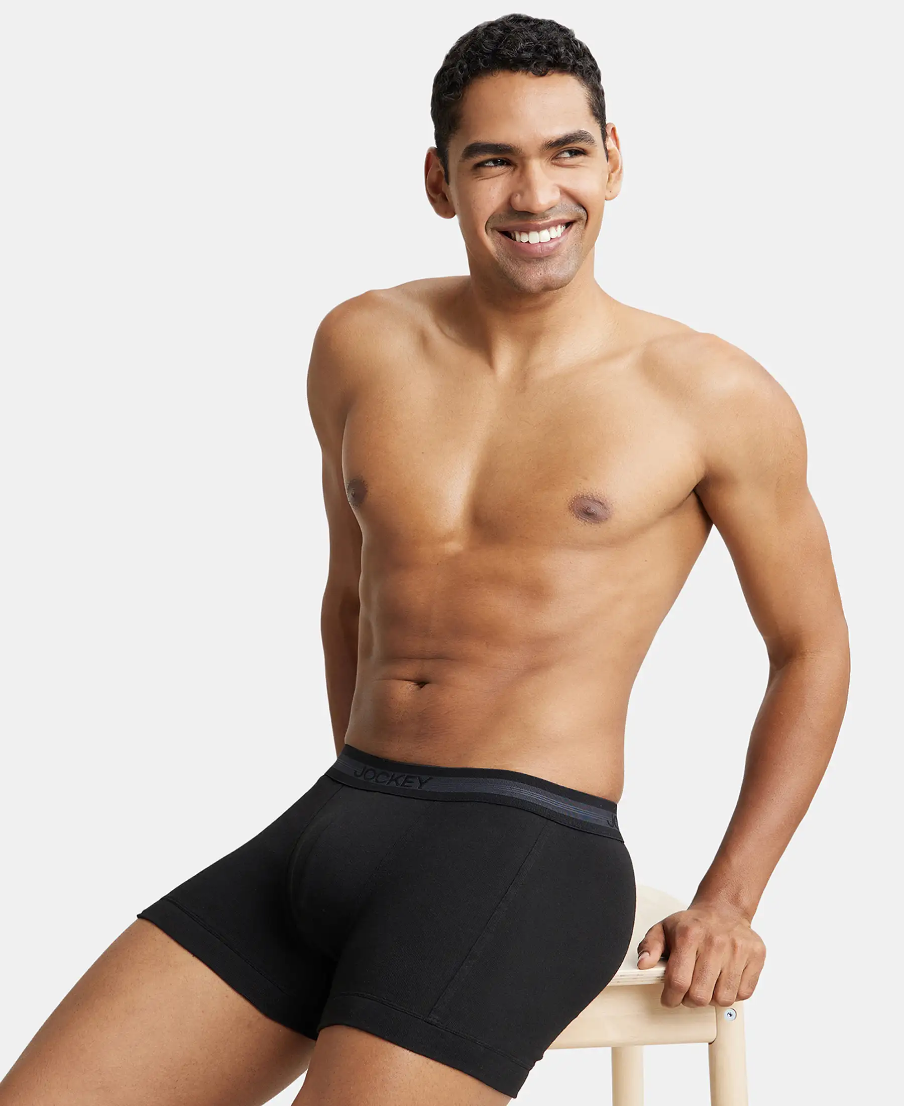 Super Combed Cotton Rib Solid Trunk with StayFresh Treatment - Black (Pack of 2) - Image 8