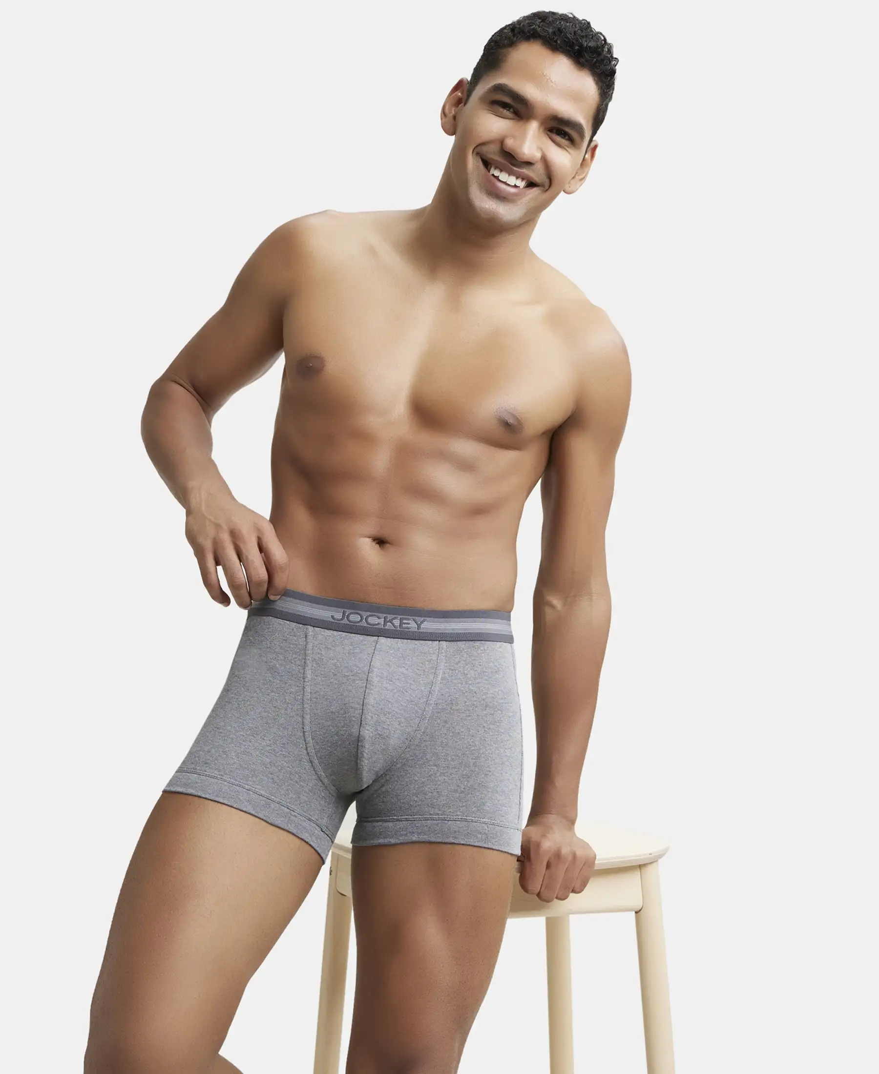 Super Combed Cotton Rib Solid Trunk with StayFresh Treatment - Mid Grey Melange - Image 5