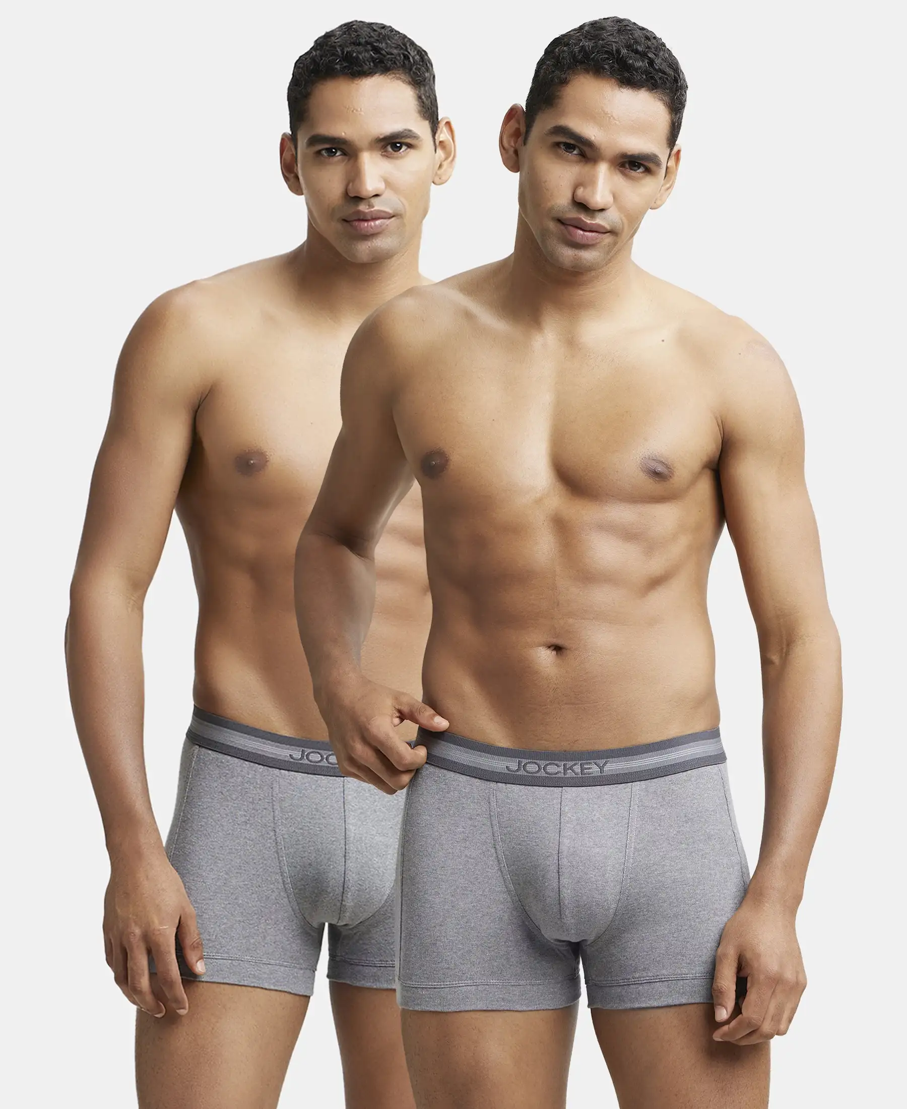 Super Combed Cotton Rib Solid Trunk with StayFresh Treatment - Mid Grey Melange (Pack of 2)