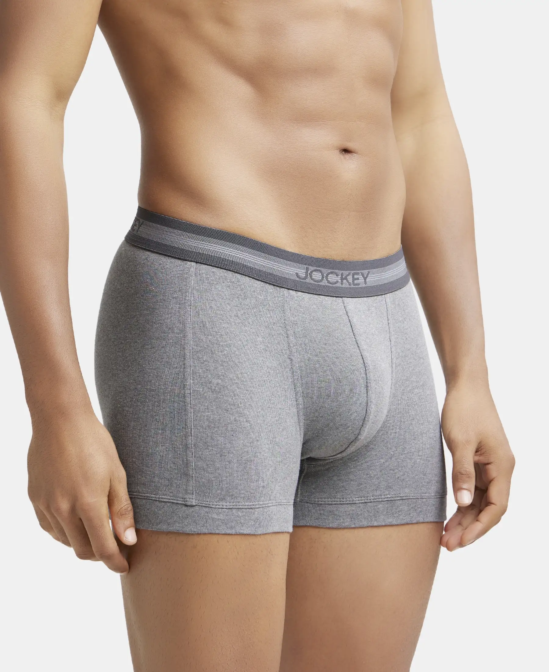 Super Combed Cotton Rib Solid Trunk with StayFresh Treatment - Mid Grey Melange (Pack of 2) - Image 2