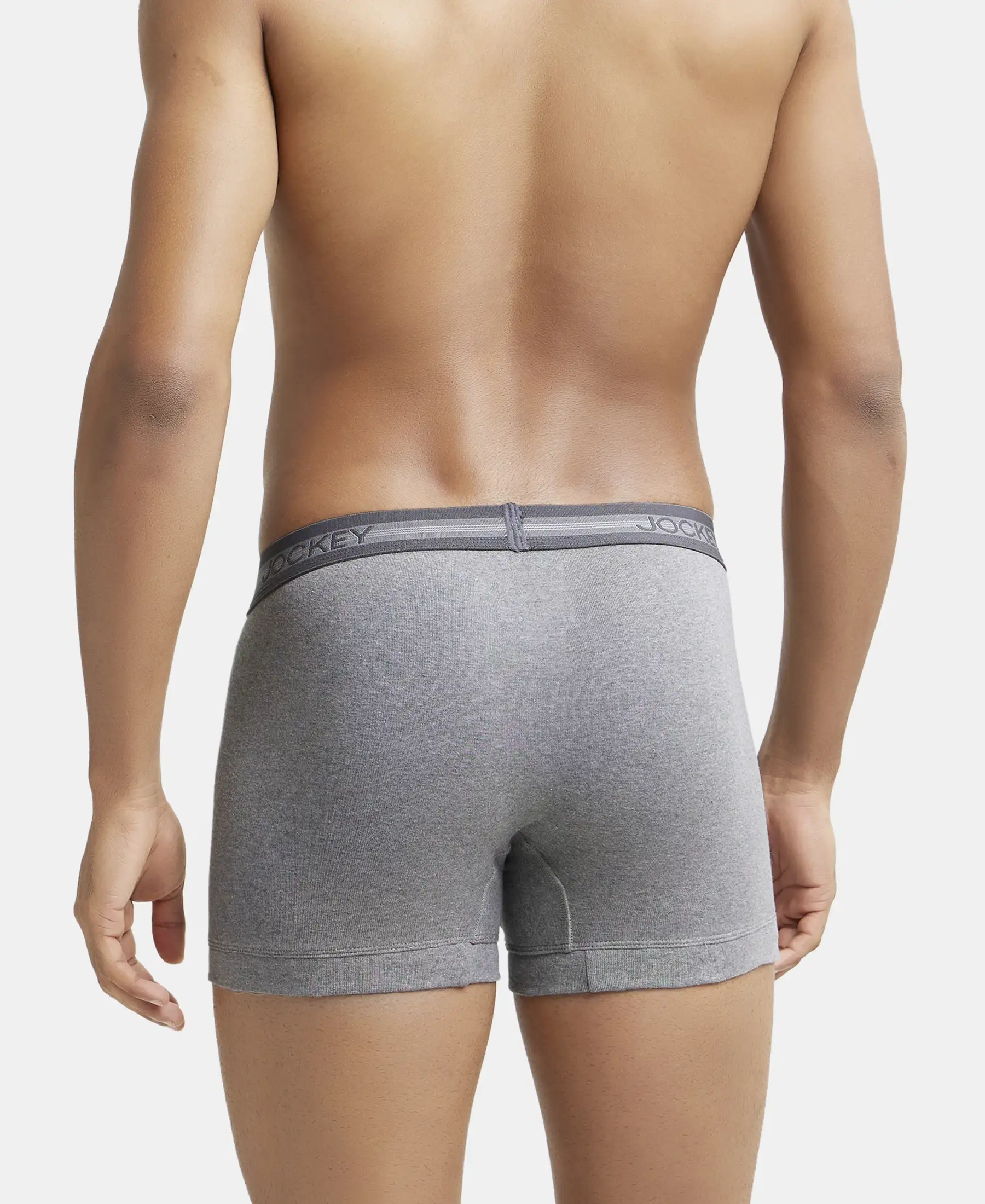 Super Combed Cotton Rib Solid Trunk with StayFresh Treatment - Mid Grey Melange (Pack of 2) - Image 3