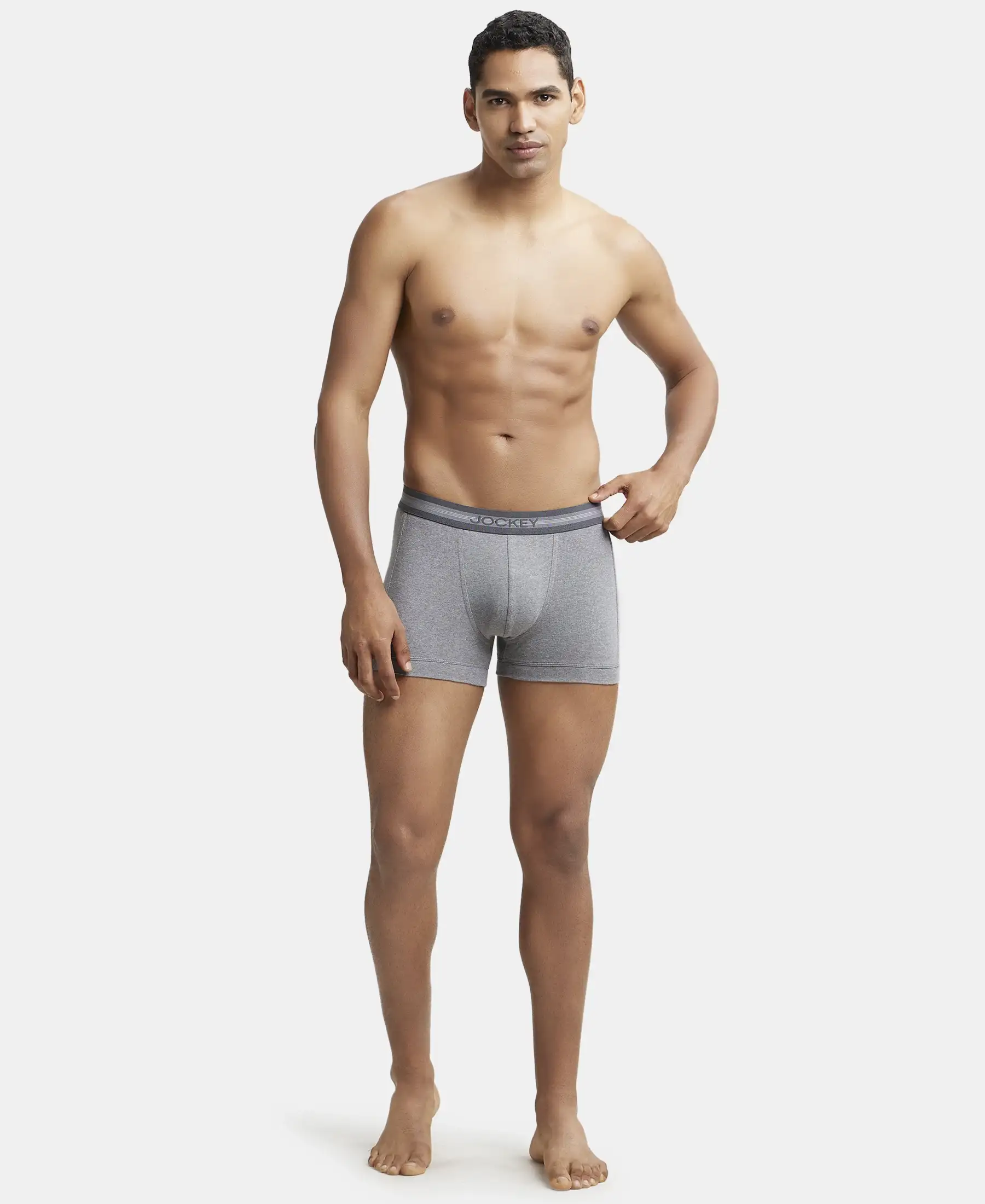 Super Combed Cotton Rib Solid Trunk with StayFresh Treatment - Mid Grey Melange (Pack of 2) - Image 4