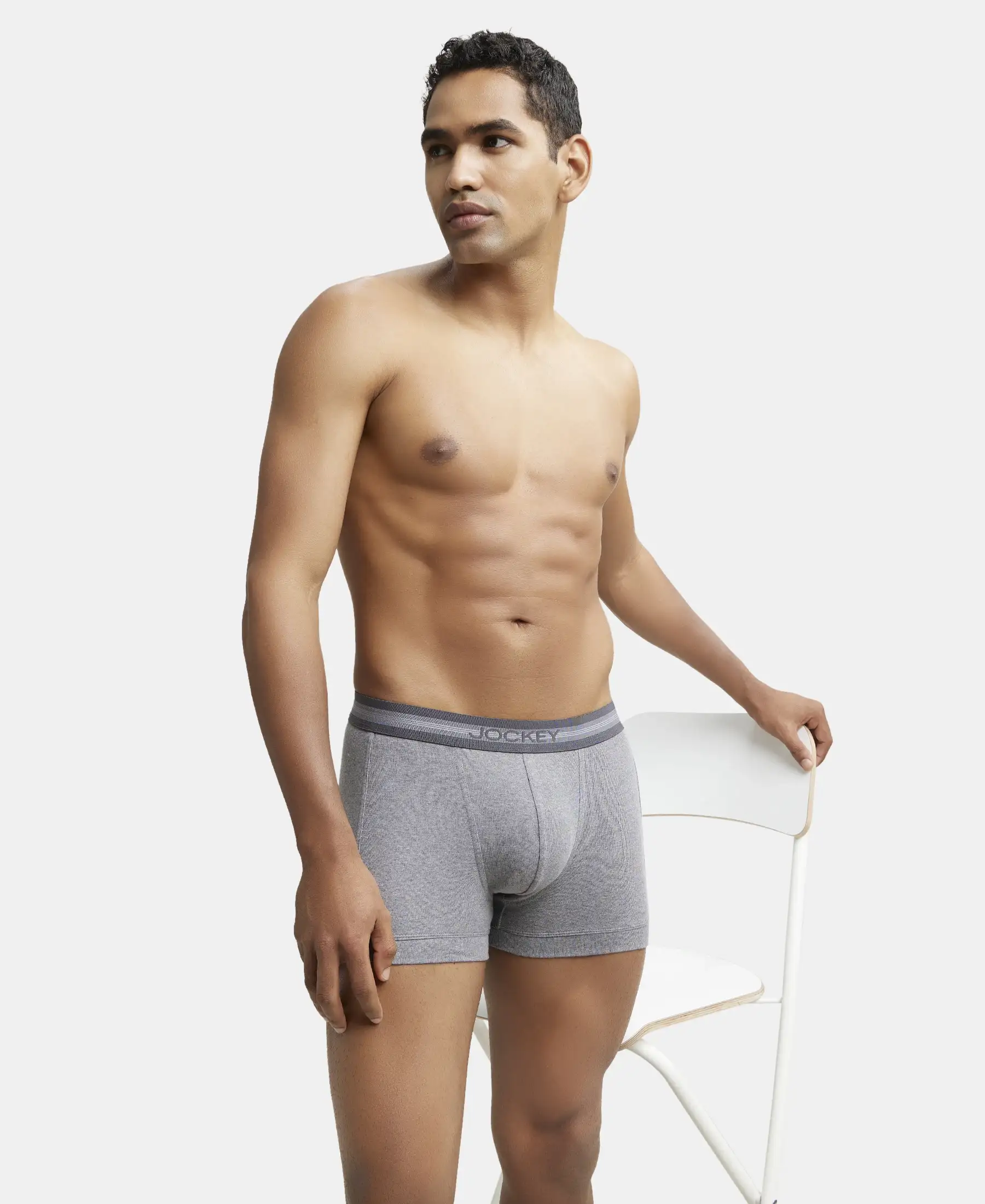 Super Combed Cotton Rib Solid Trunk with StayFresh Treatment - Mid Grey Melange (Pack of 2) - Image 8