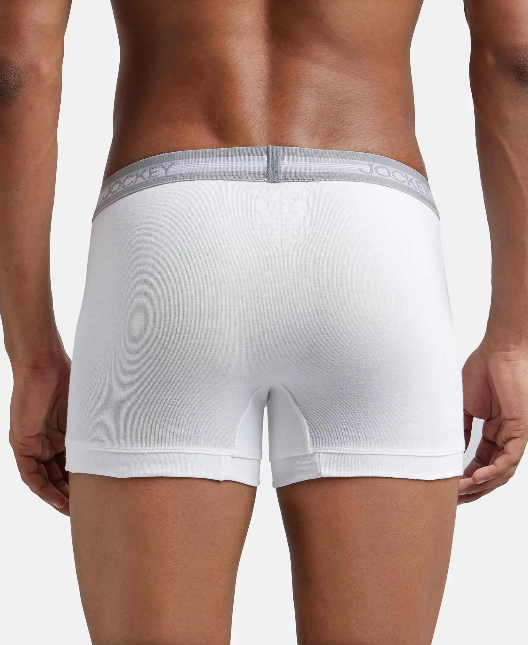 Super Combed Cotton Rib Solid Trunk with StayFresh Treatment - White (Pack of 2) - Image 3