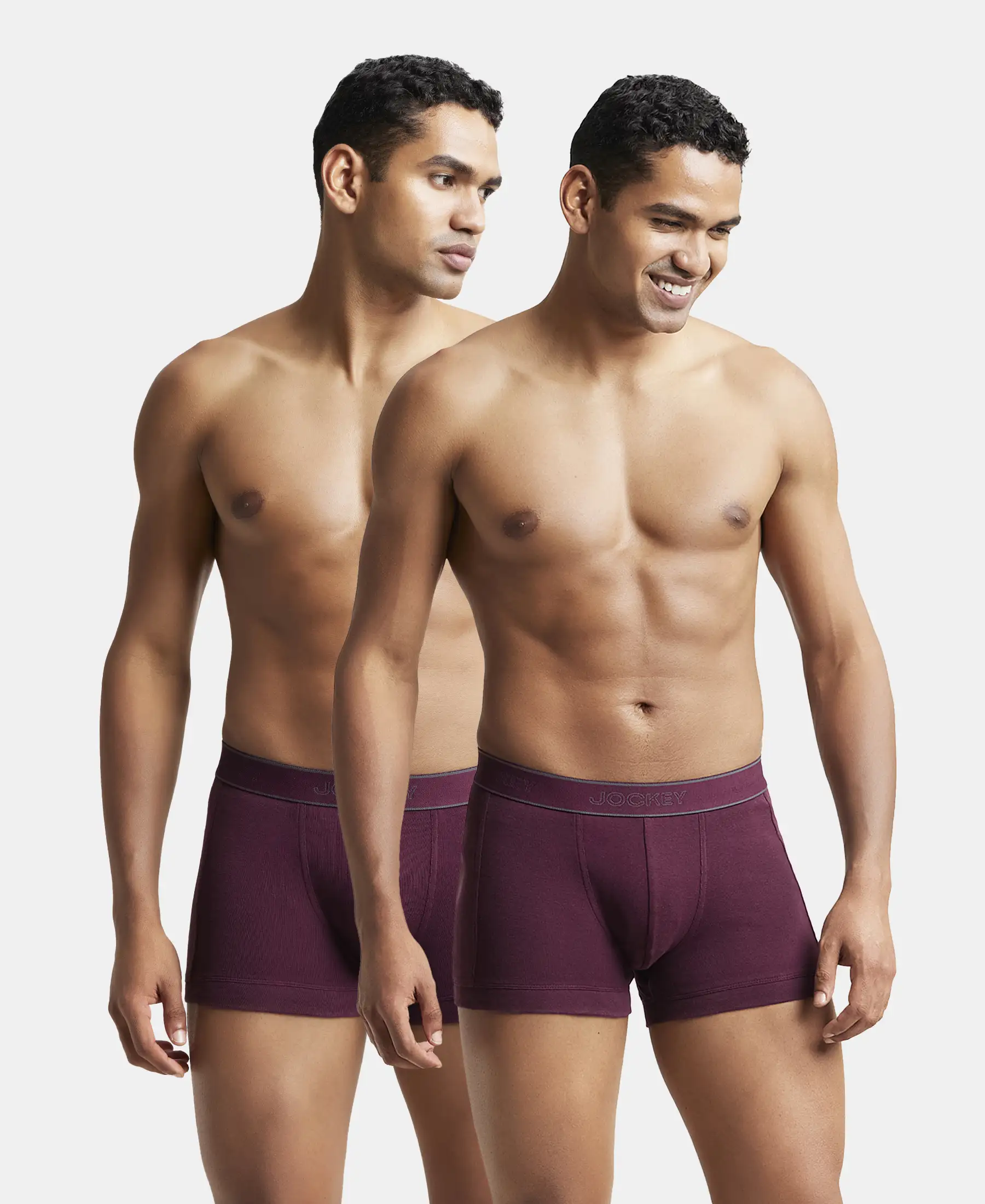 Super Combed Cotton Rib Solid Trunk with StayFresh Treatment - Wine Tasting (Pack of 2)