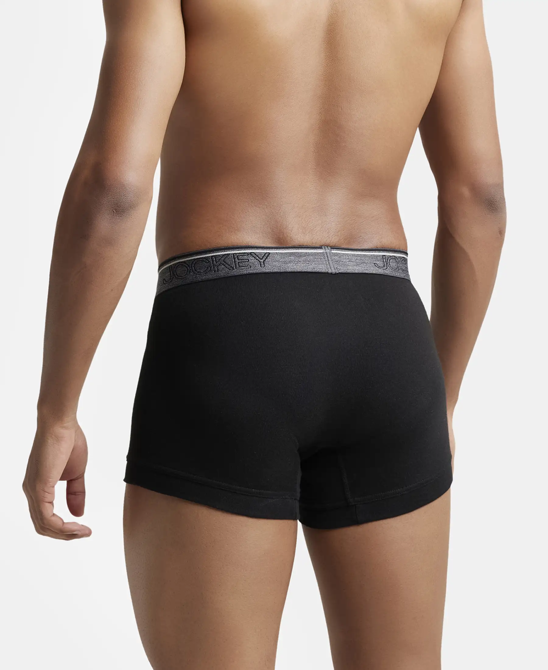 Super Combed Cotton Rib Solid Trunk with Ultrasoft Waistband - Black - Image 3