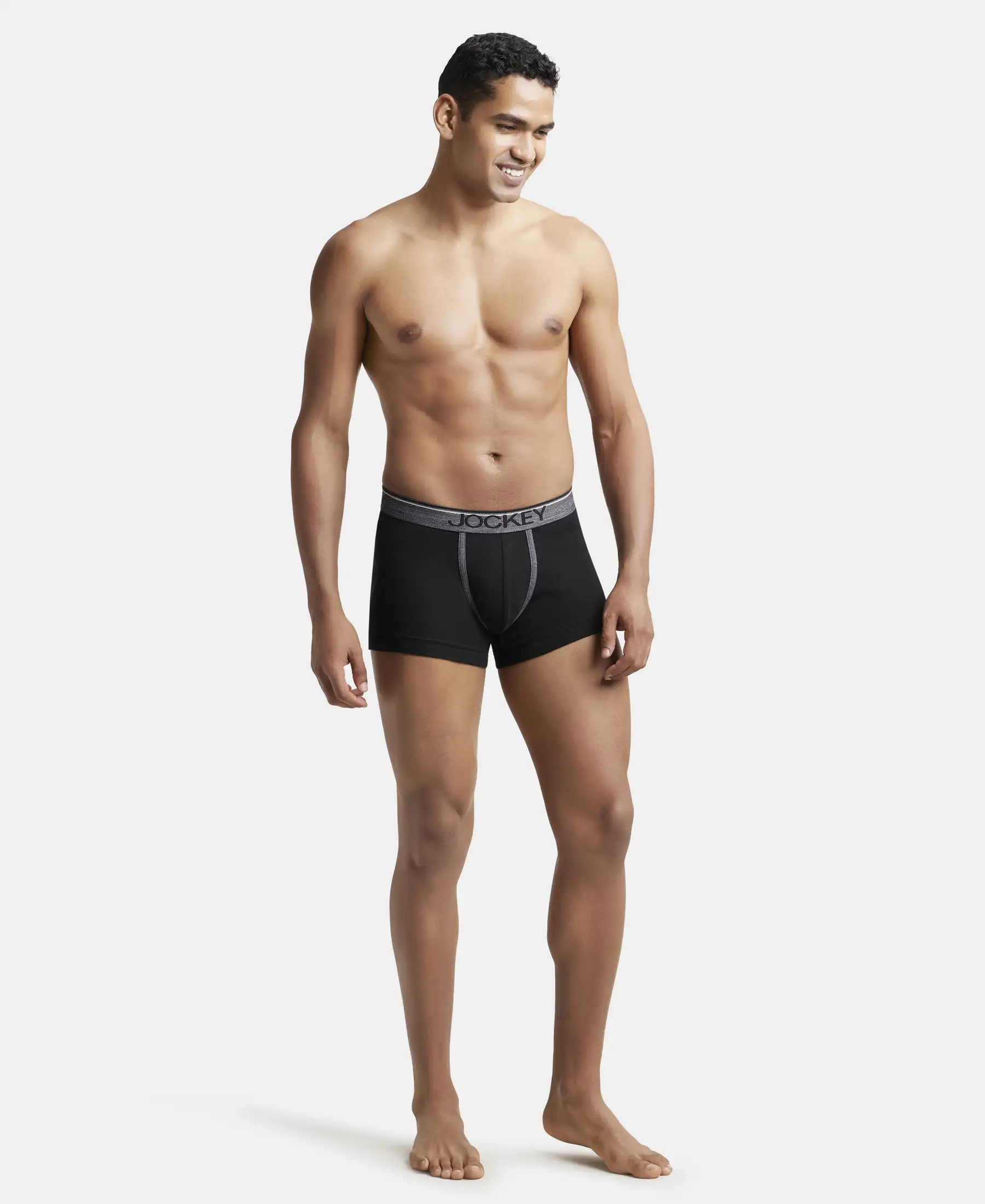 Super Combed Cotton Rib Solid Trunk with Ultrasoft Waistband - Black - Image 4