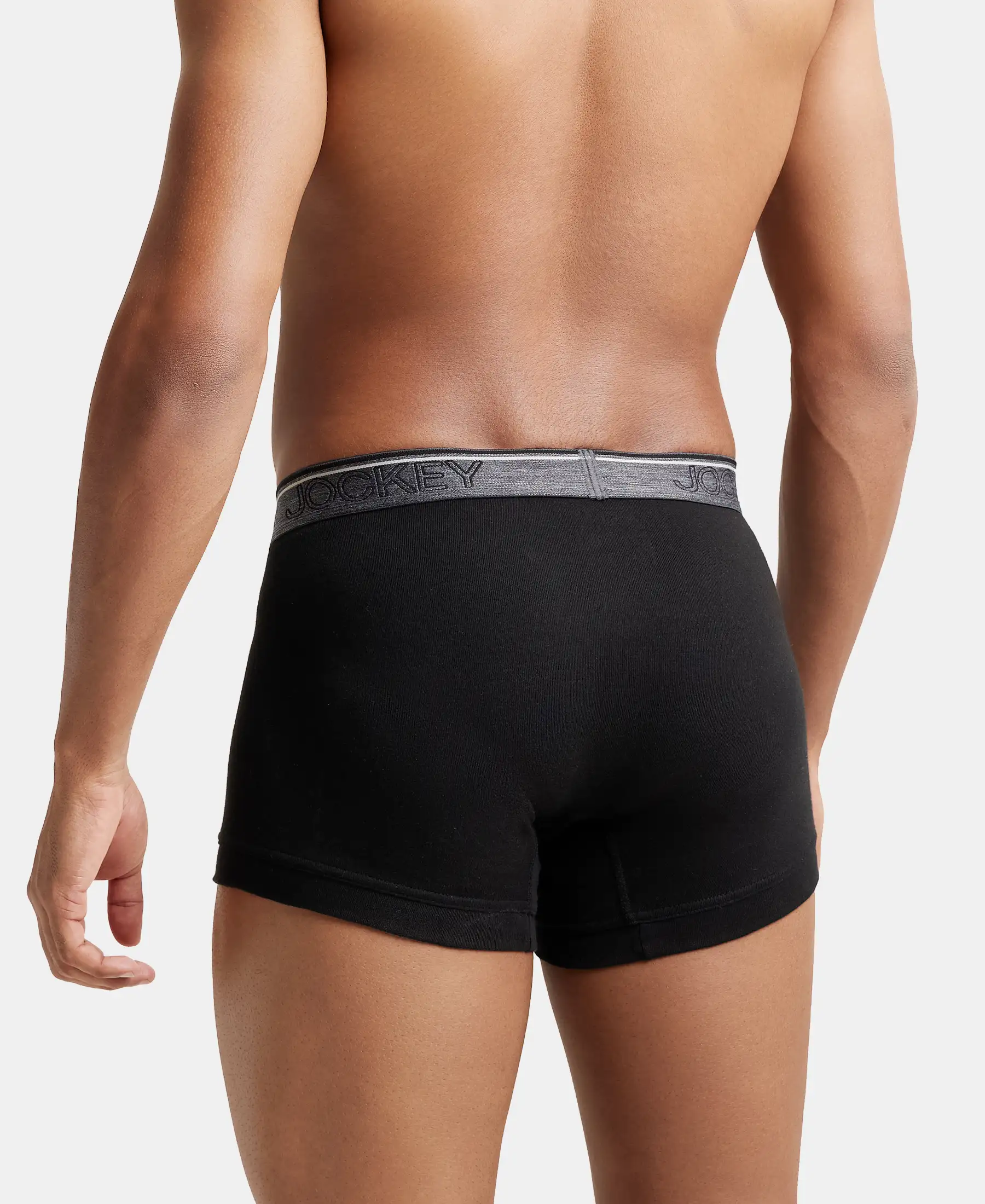 Super Combed Cotton Rib Solid Trunk with Ultrasoft Waistband - Black (Pack of 2) - Image 3