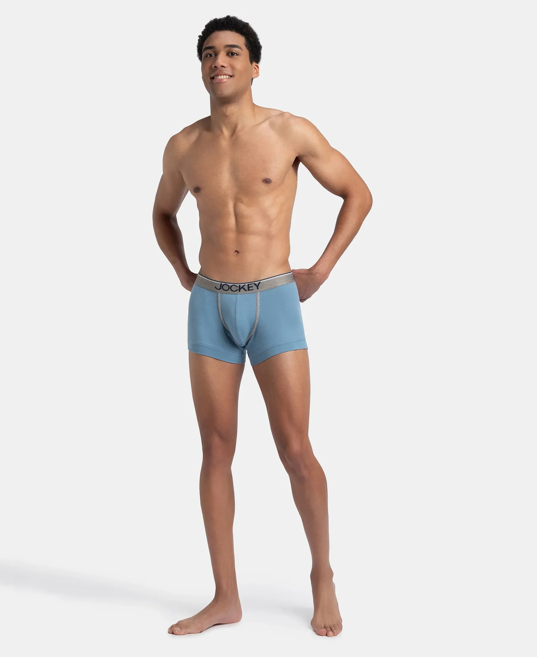 Super Combed Cotton Rib Solid Trunk with Ultrasoft Waistband - Blue Shadow - Image 4