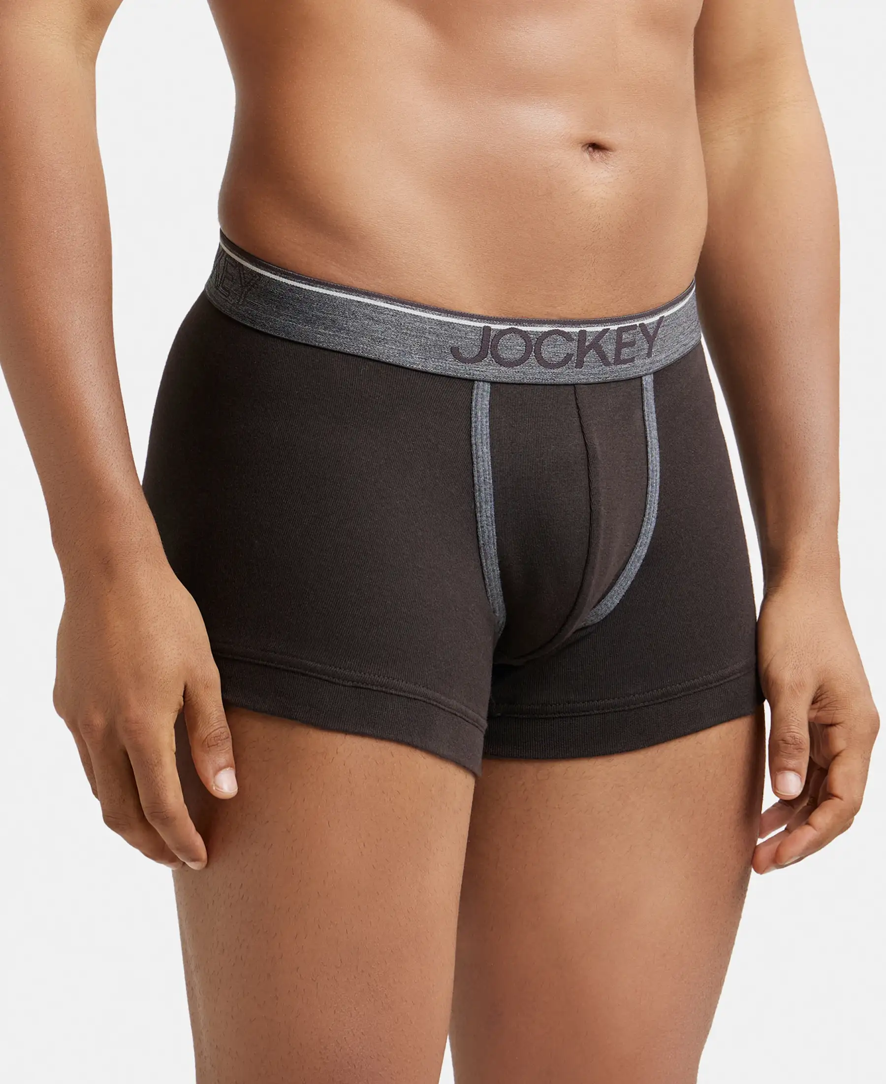 Super Combed Cotton Rib Solid Trunk with Ultrasoft Waistband - Brown - Image 2