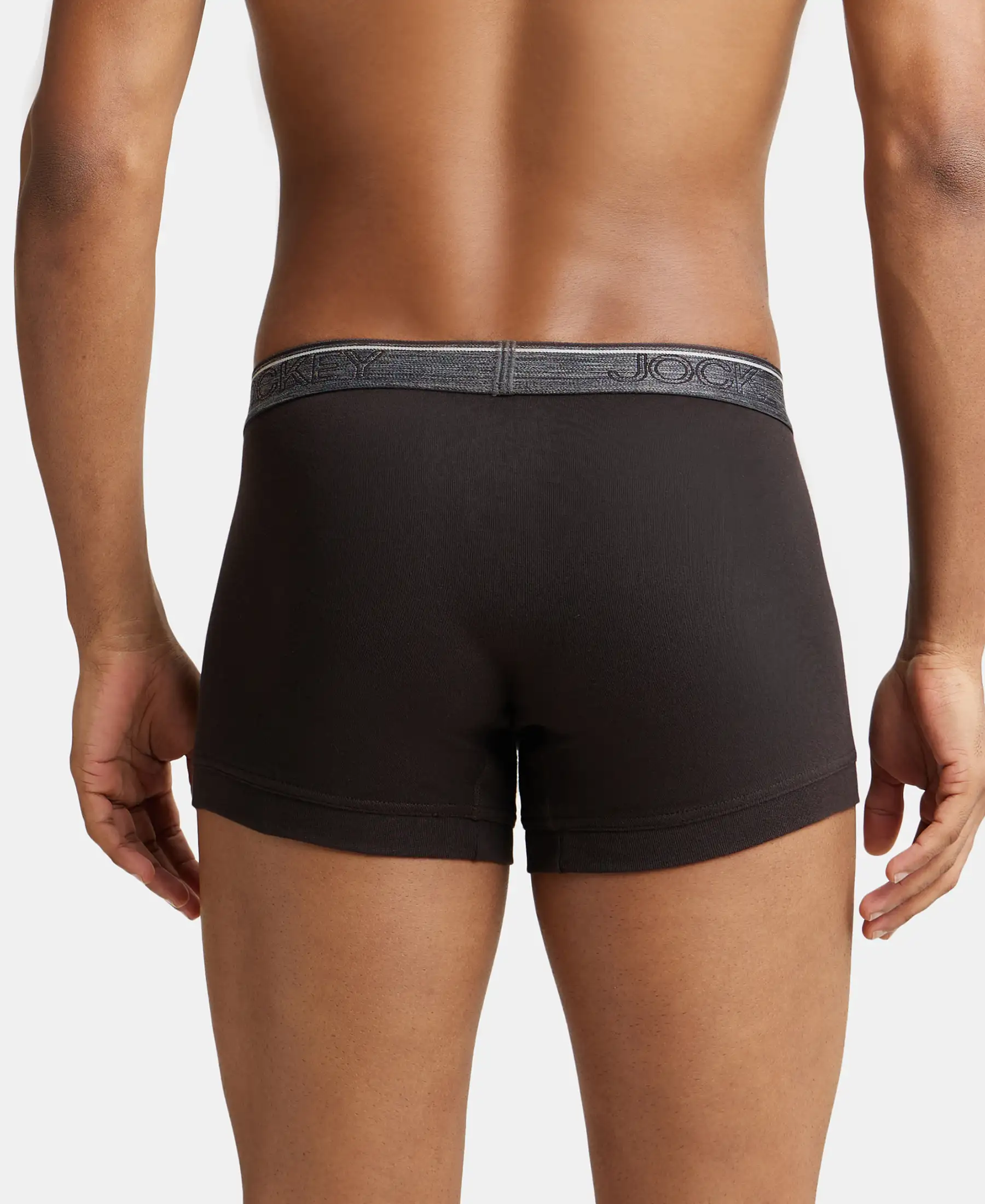 Super Combed Cotton Rib Solid Trunk with Ultrasoft Waistband - Brown (Pack of 2) - Image 3