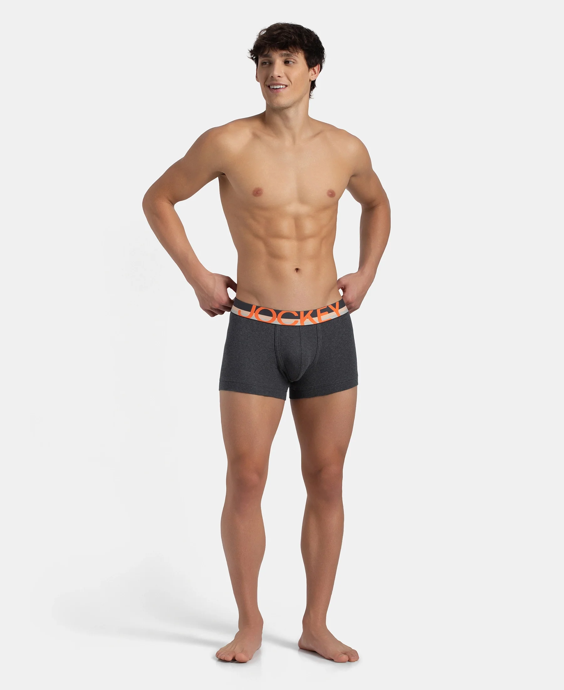 Super Combed Cotton Rib Solid Trunk with Ultrasoft Waistband - Charcoal Melange (Pack of 2) - Image 10