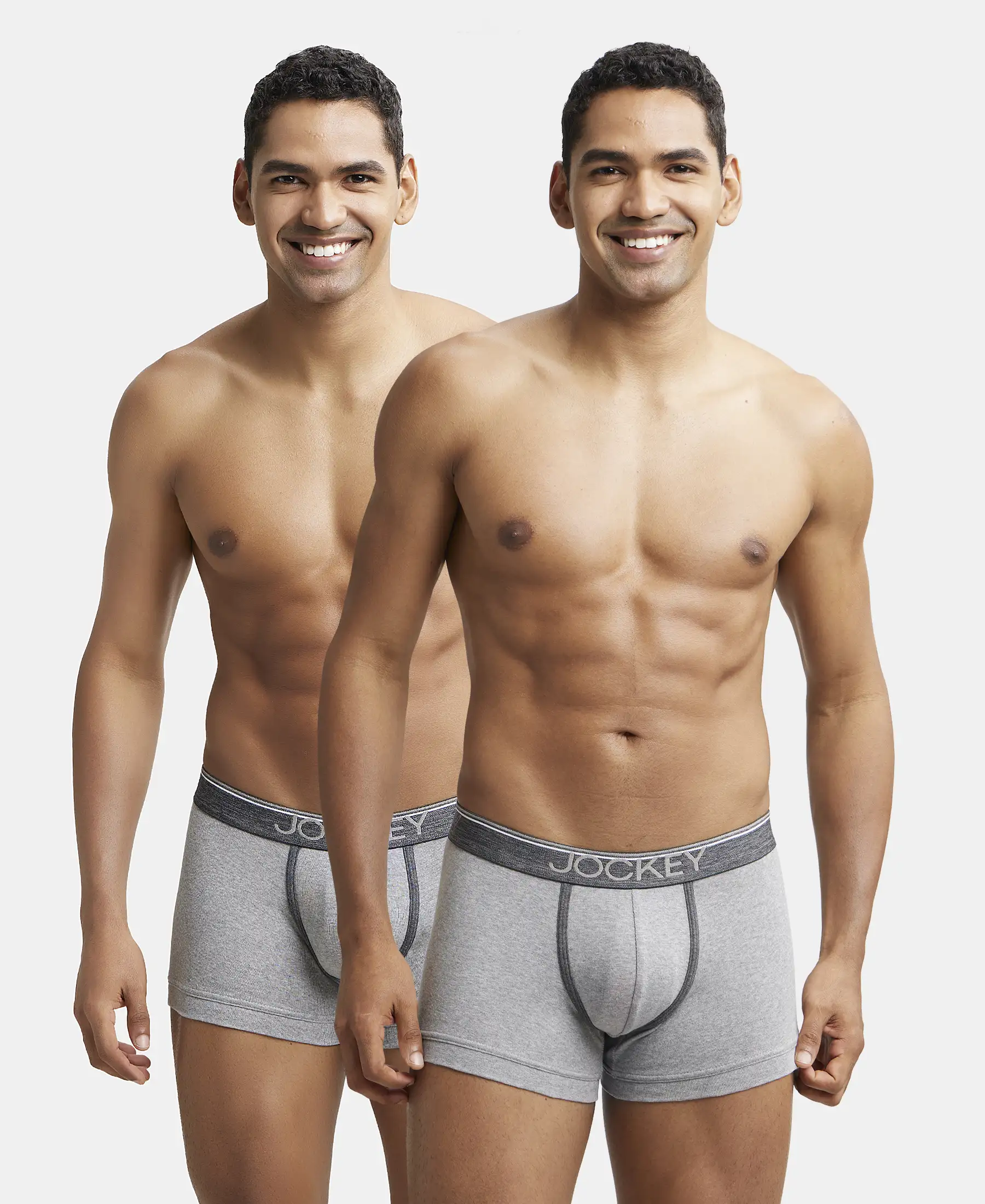 Super Combed Cotton Rib Solid Trunk with Ultrasoft Waistband - Grey Melange (Pack of 2)