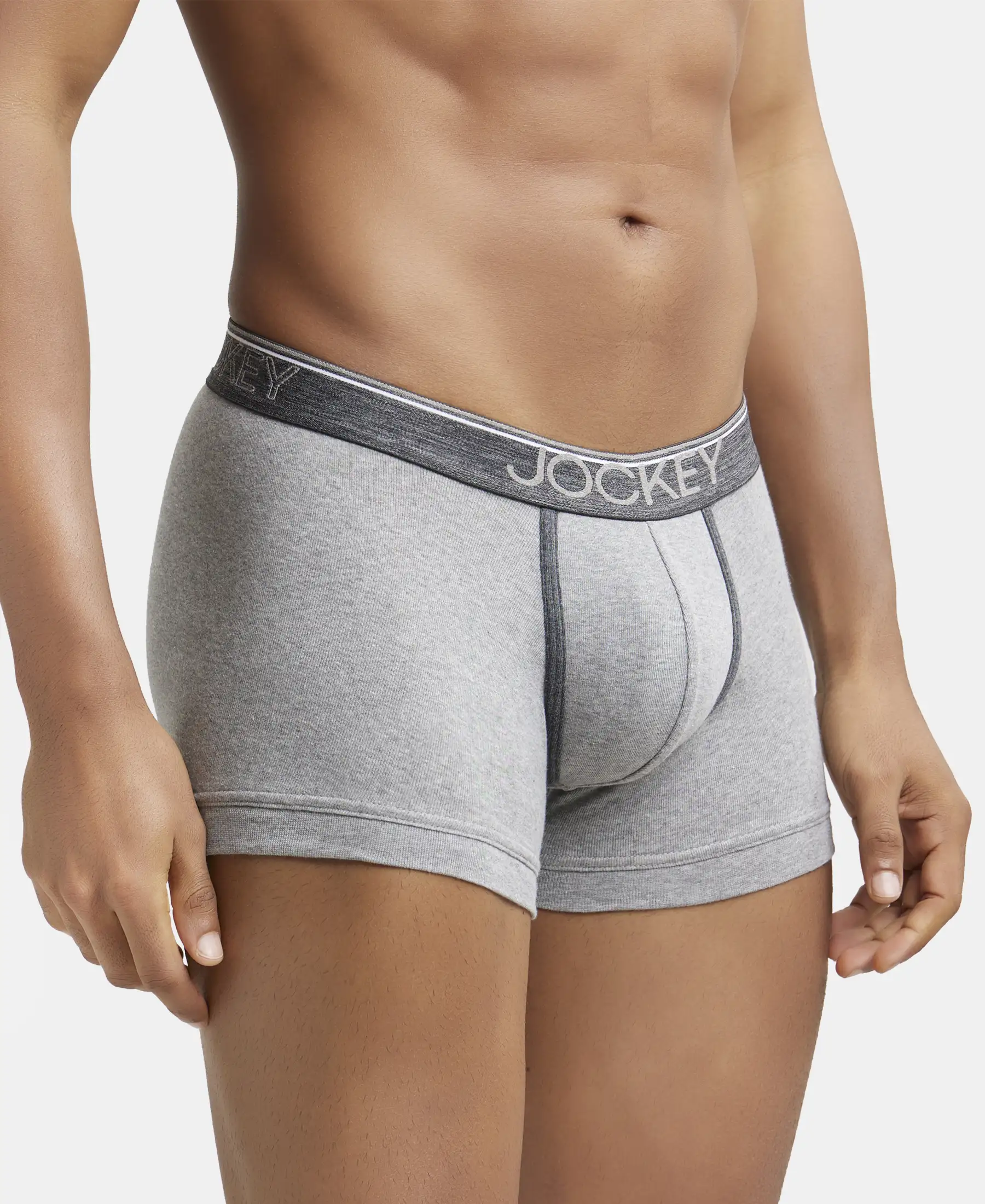 Super Combed Cotton Rib Solid Trunk with Ultrasoft Waistband - Grey Melange (Pack of 2) - Image 3