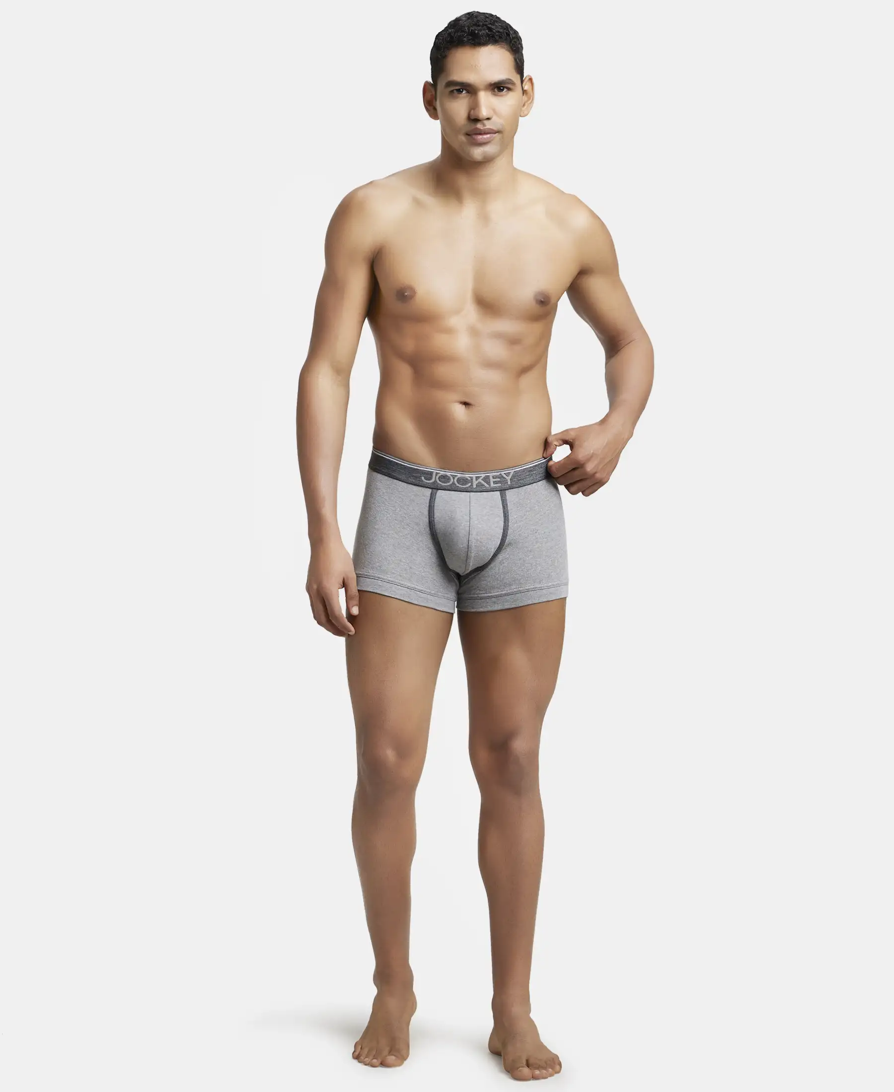 Super Combed Cotton Rib Solid Trunk with Ultrasoft Waistband - Grey Melange (Pack of 2) - Image 4