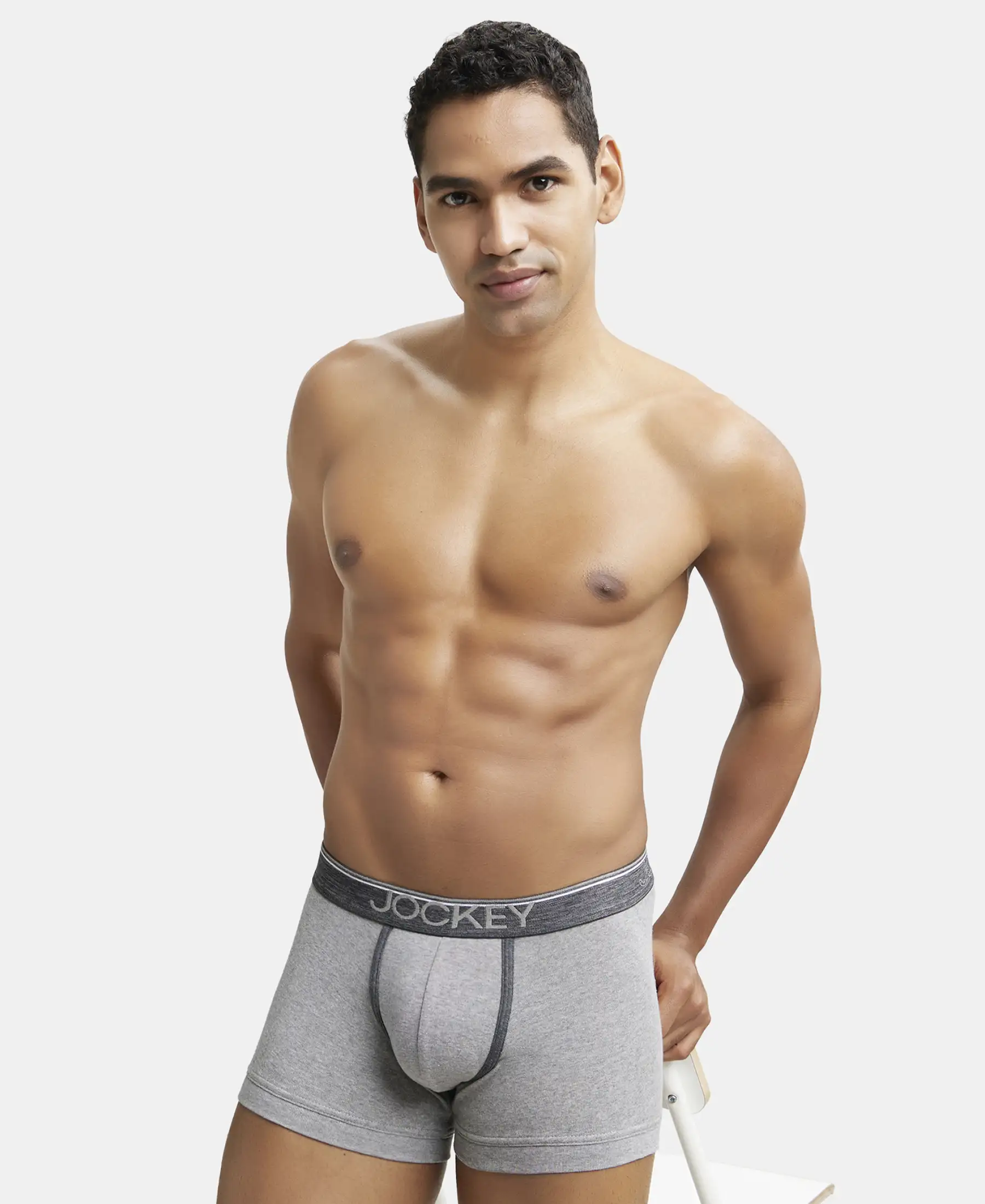 Super Combed Cotton Rib Solid Trunk with Ultrasoft Waistband - Grey Melange (Pack of 2) - Image 8