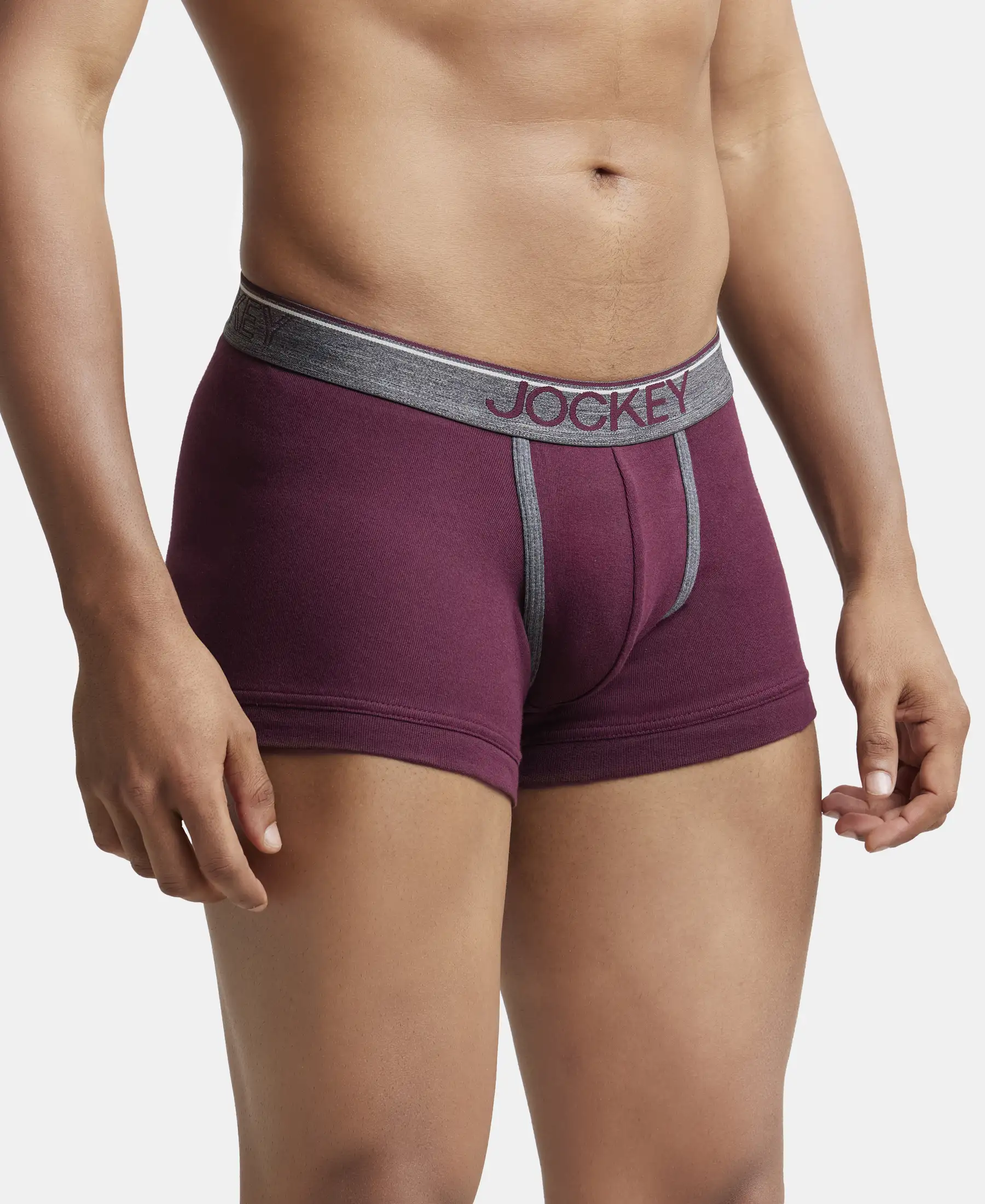 Super Combed Cotton Rib Solid Trunk with Ultrasoft Waistband - Wine Tasting (Pack of 2) - Image 2