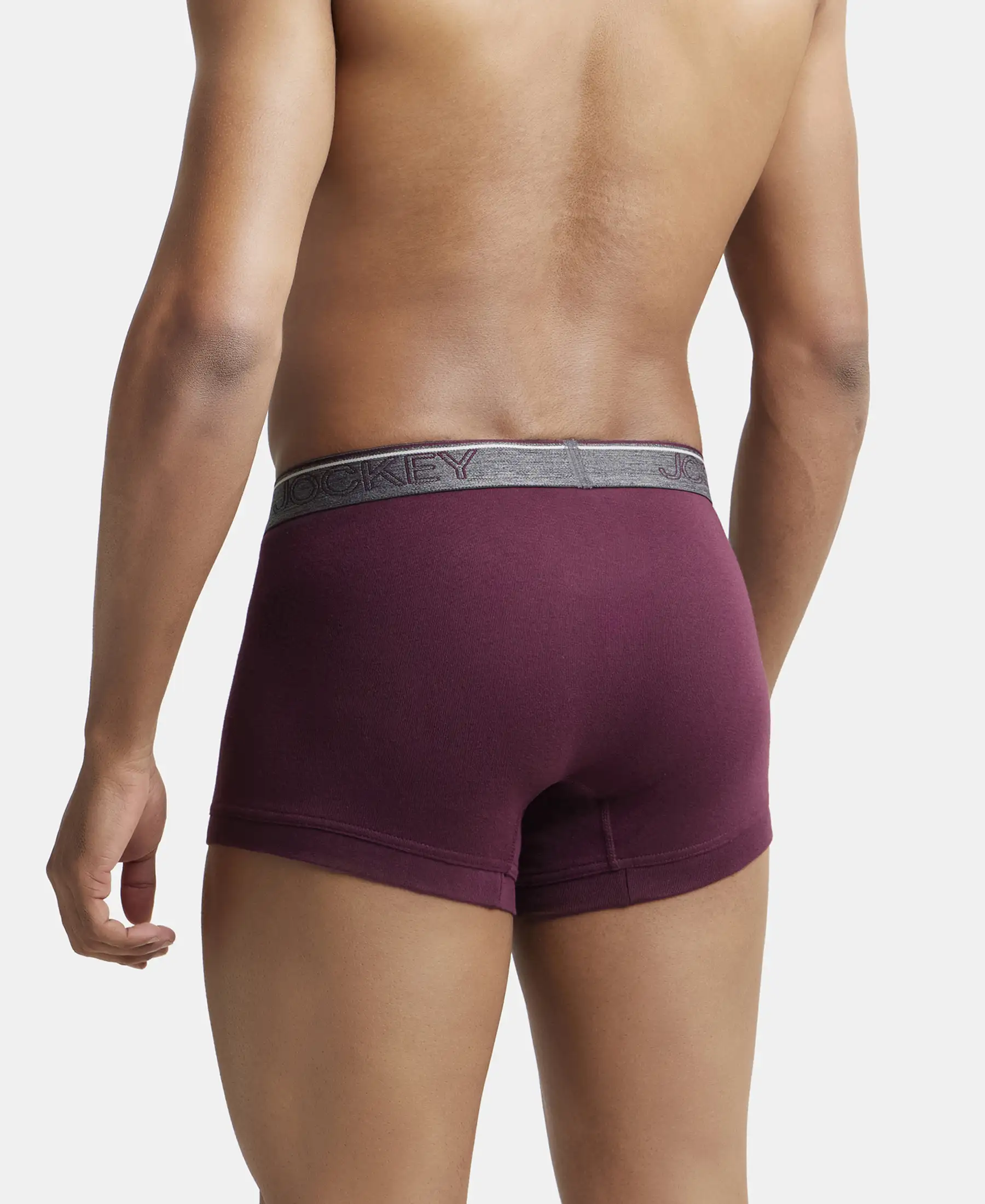Super Combed Cotton Rib Solid Trunk with Ultrasoft Waistband - Wine Tasting (Pack of 2) - Image 3